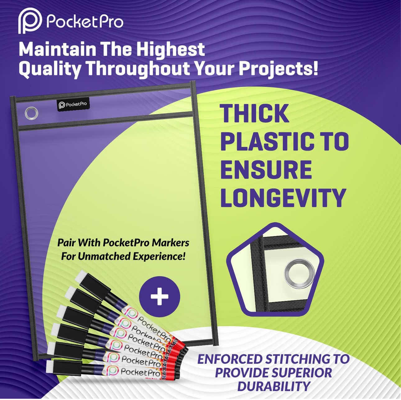 Photo 1 of BRAND NEW CASE OF POCKETPRO DRY ERASE POCKETS - 6 PACK 14” X 10”