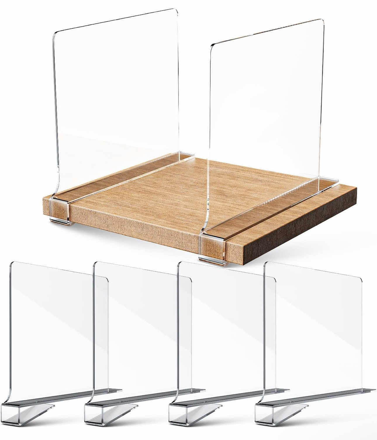 Photo 1 of BRAND NEW SET OF 10 (40 TOTAL) TIDY FRIEND CLEAR ACRYLIC SHELF DIVIDERS FOR CLOSET ORGANIZATION