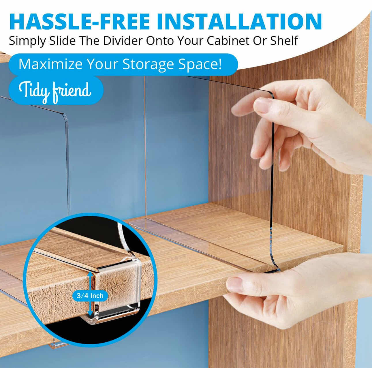 Photo 1 of BRAND NEW SET OF 10 (40 TOTAL) TIDY FRIEND CLEAR ACRYLIC SHELF DIVIDERS FOR  CLOSET ORGANIZATION
