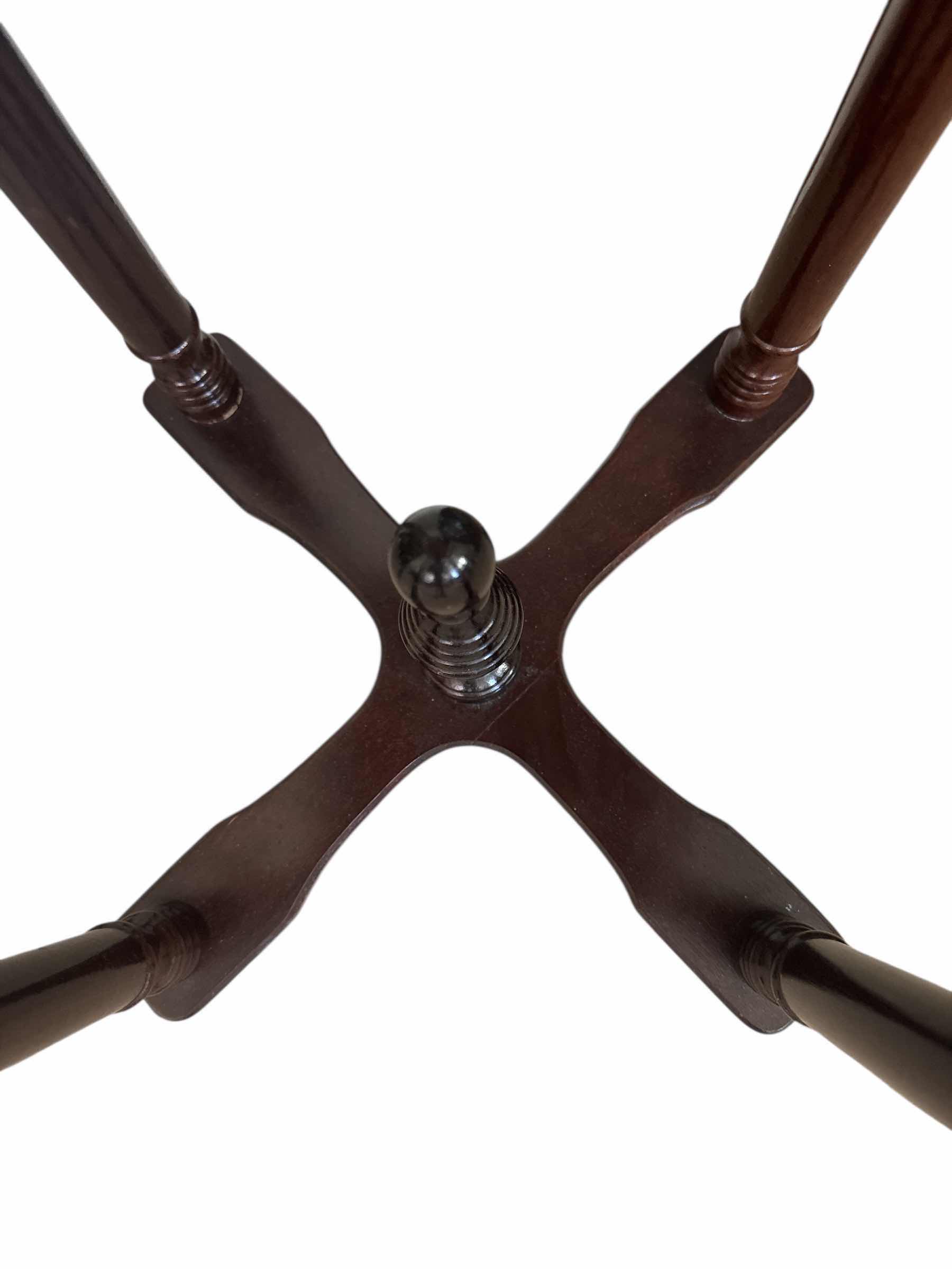 Photo 1 of VINTAGE CHERRY AND MARBLE TABLE 14“ x 14“ H 29”
