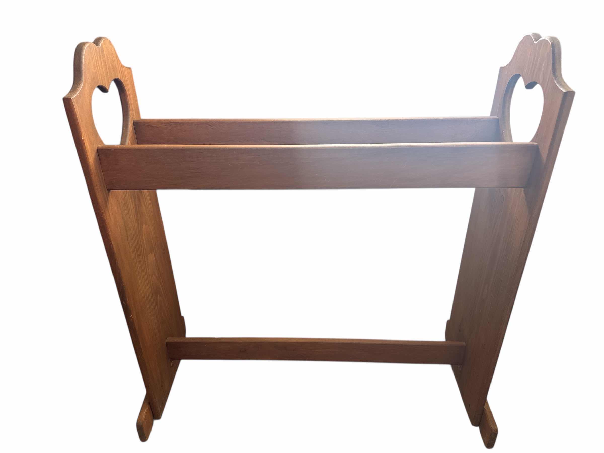 Photo 1 of WOOD QUILT RACK WITH HEART CUTOUTS 34” x 12” H 31”