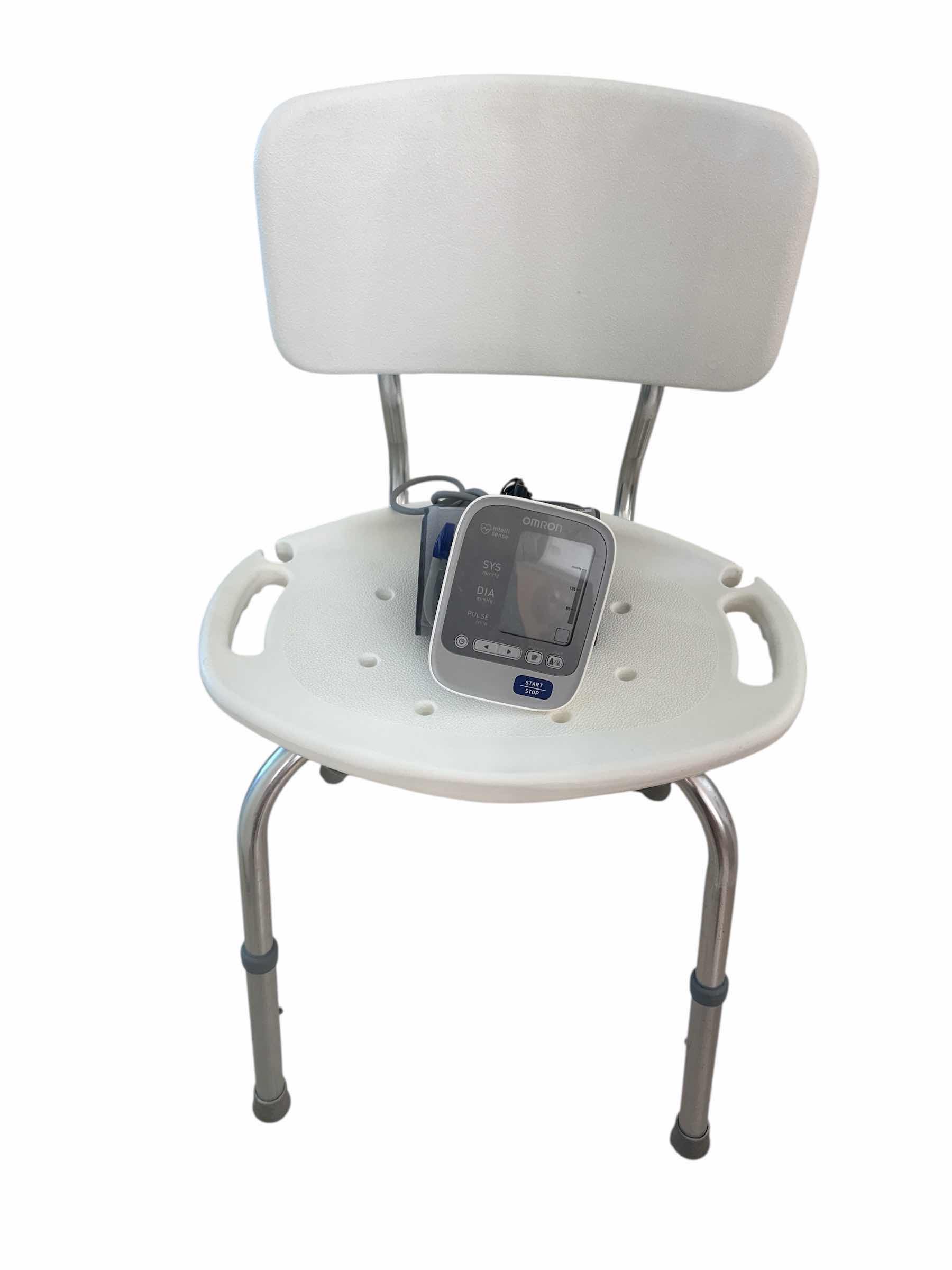 Photo 1 of SHOWER CHAIR AND OMRON BLOOD PRESSURE MACHINE