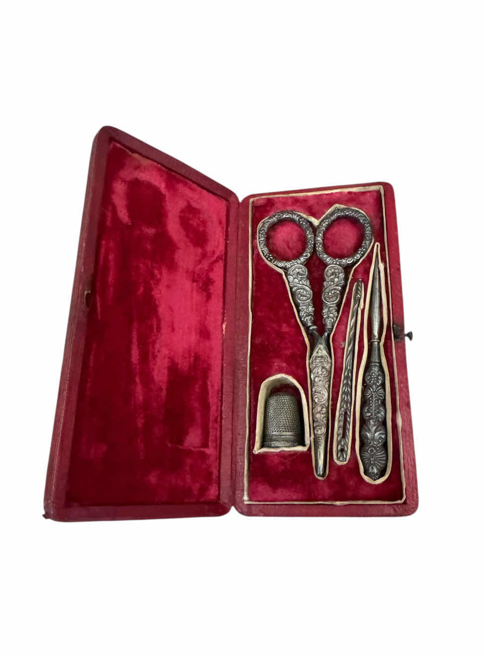 Photo 1 of 575
ANTIQUE FRENCH SILVER SEWING KIT, NEEDLE AND SCISSORS SET, RED WOODEN BOX CARRYING CASE, ART COLLECTION, HISTORY, HOME DECOR, ARTWORK.

2.5” X 5” X H1”
