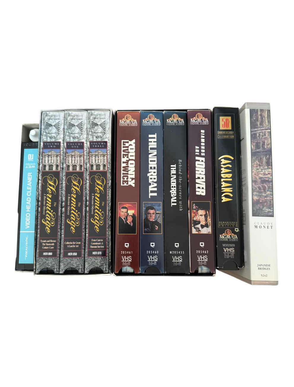 Photo 1 of 50
VINTAGE ASSORTED VHS MOVIES AND VIDEO HEAD CLEANER, CASABLANCA, BOND 007 GIFT SET VOLUME 2, PBS THE HERITAGE A RUSSIAN ODYSSEY.