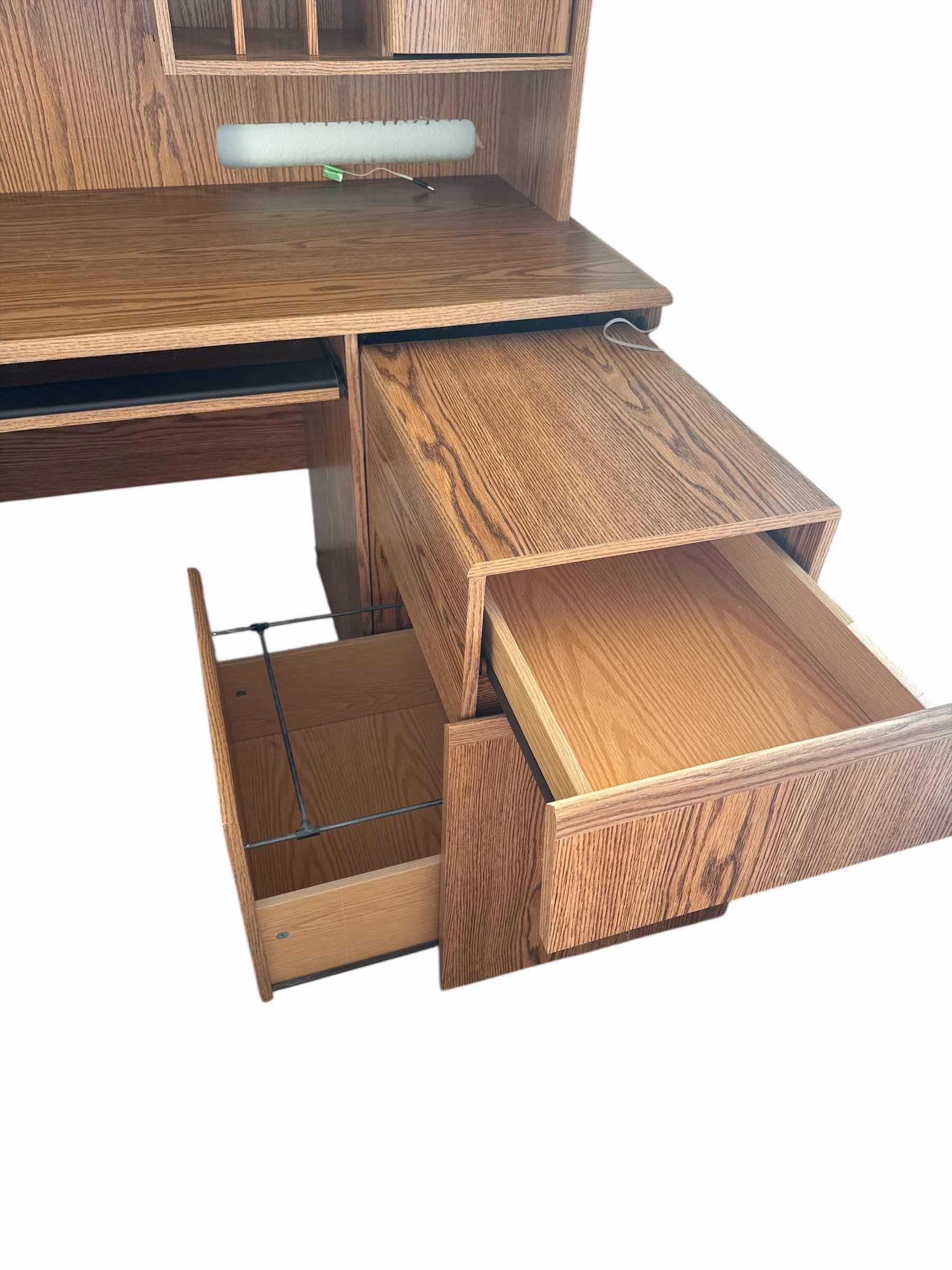 Photo 1 of PRESSED WOOD AND LAMINATE DESK WITH RETURN FILING CABINET
47“ x 24“ H 59”