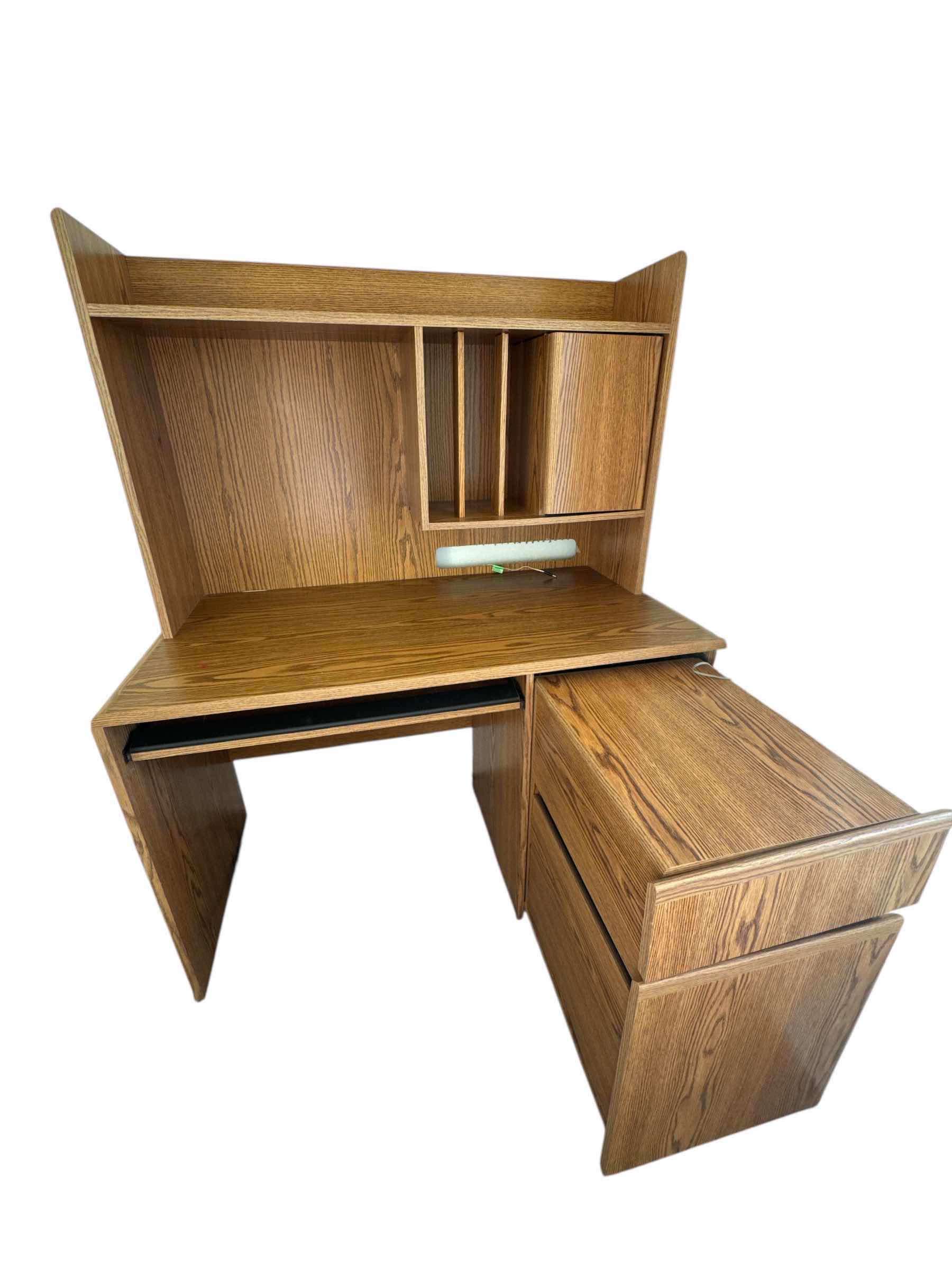 Photo 1 of PRESSED WOOD AND LAMINATE DESK WITH RETURN FILING CABINET
47“ x 24“ H 59”