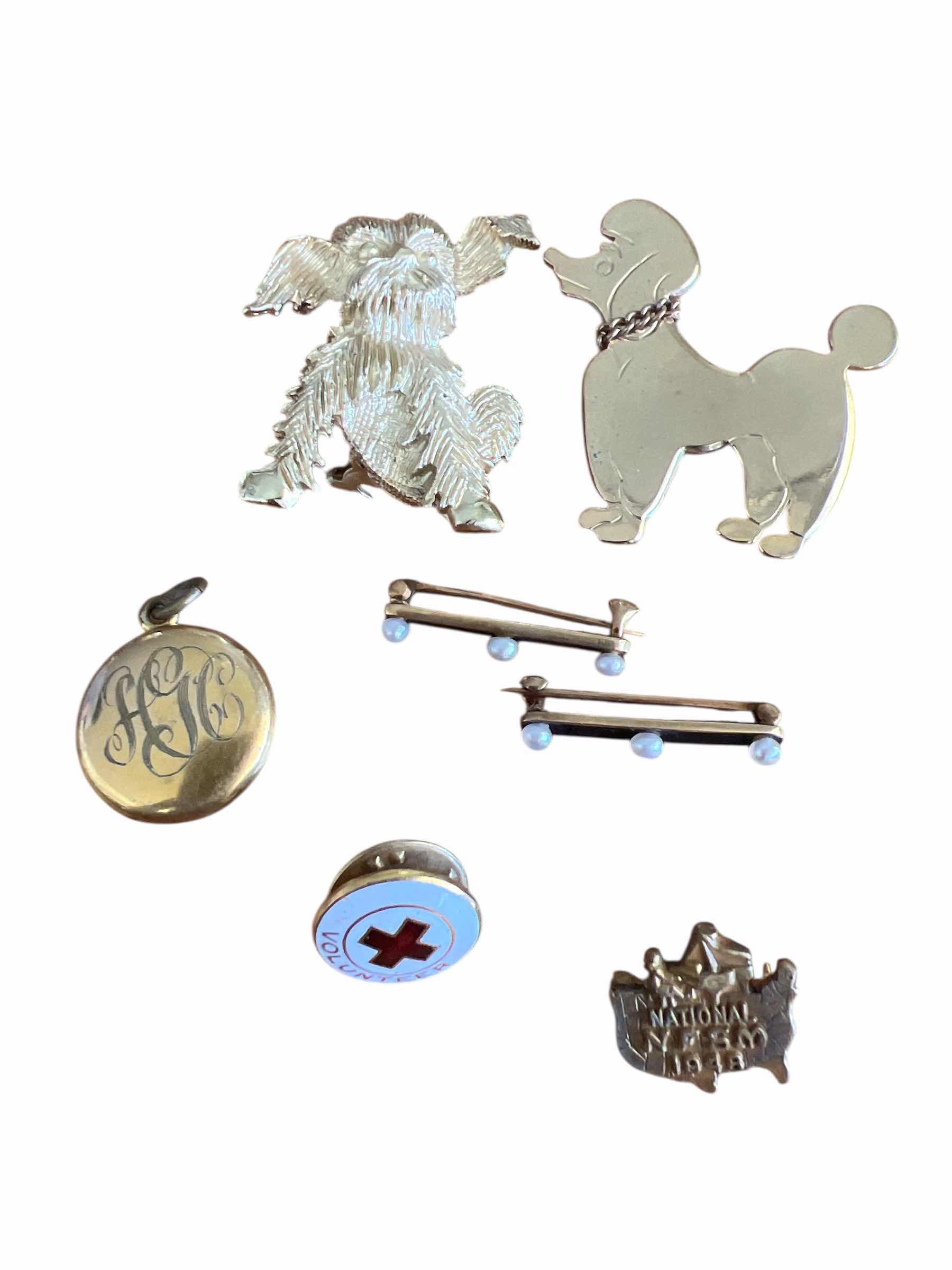 Photo 1 of LOT OF VINTAGE JEWELRY - PINS, LOCKET, TIE PINS AND MORE