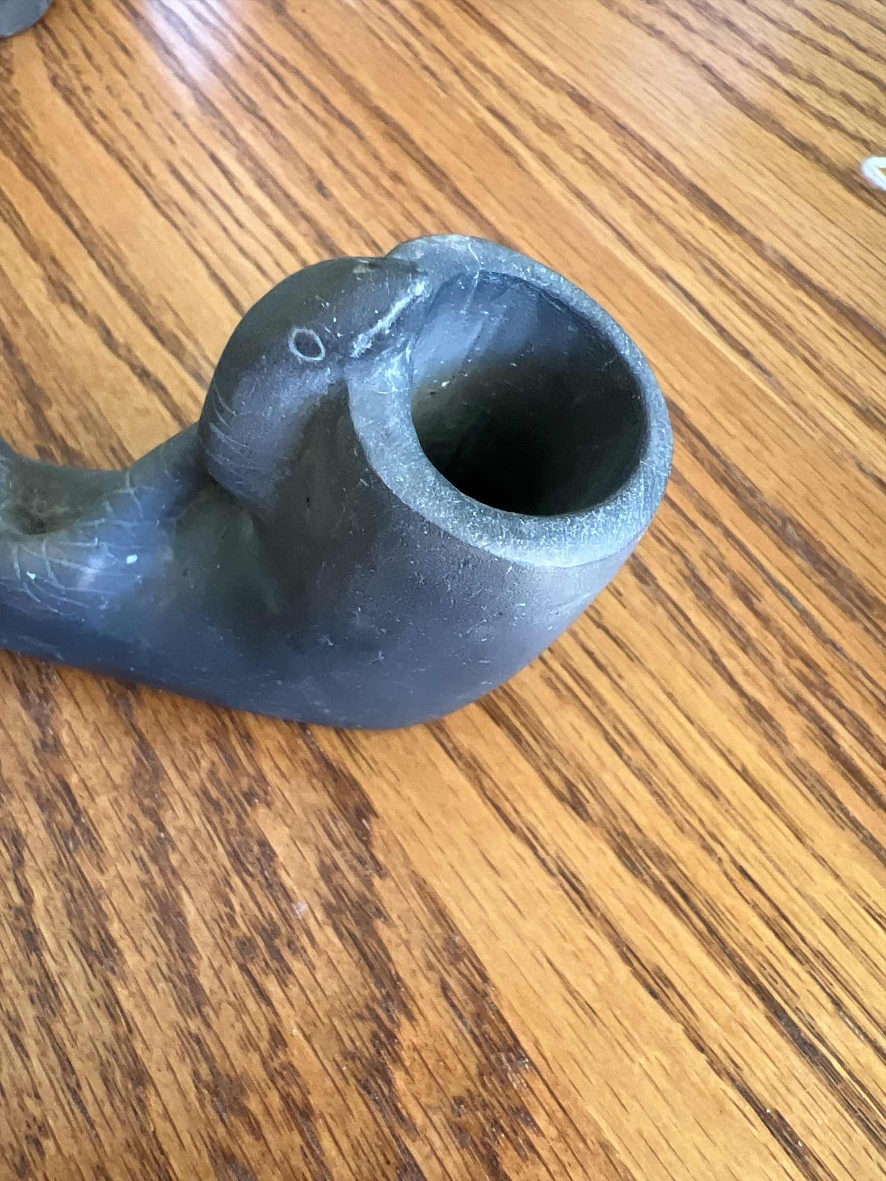 Photo 1 of PRIMITIVE SNAKE CLAY PIPE 6”
