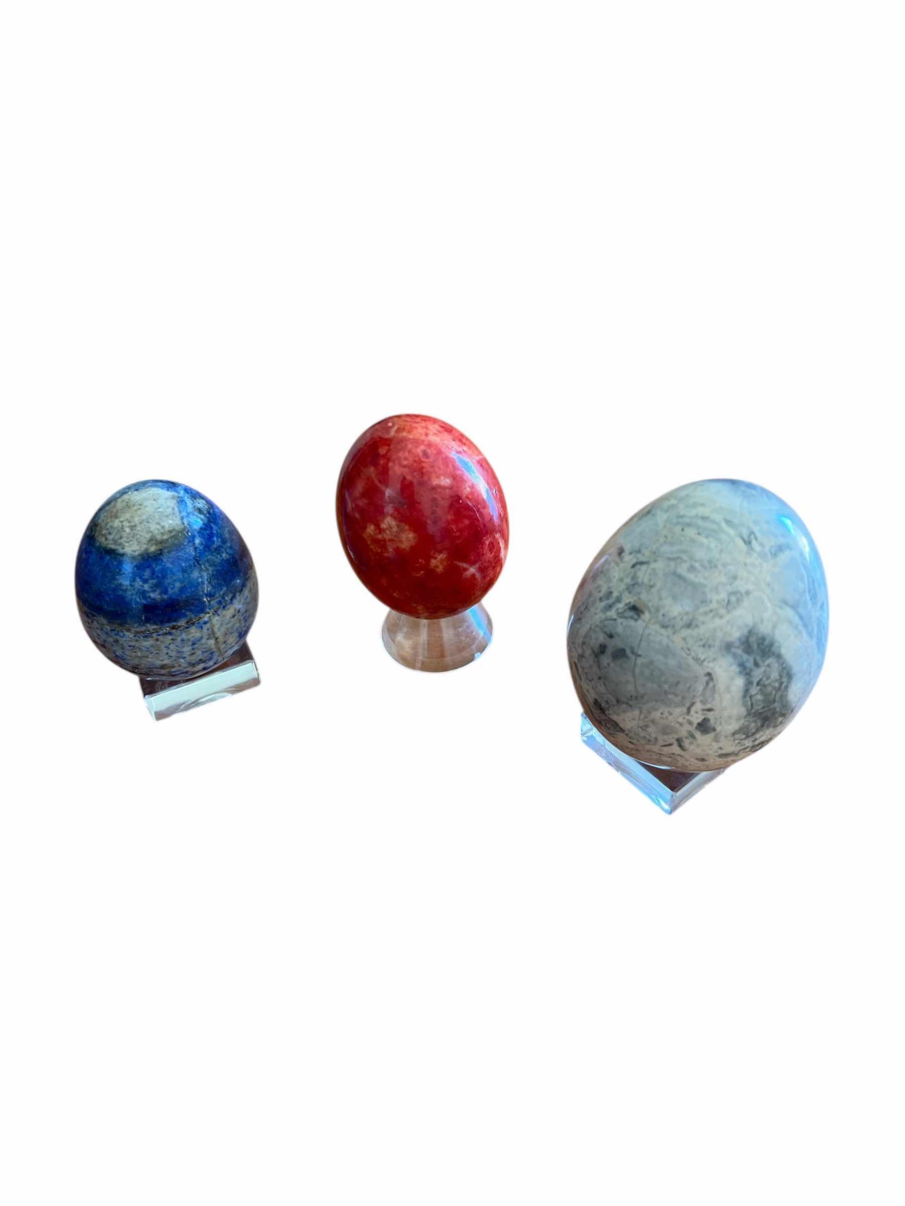 Photo 1 of LOT OF MARBLED DECORATIVE EGGS - SOME WITH STANDS