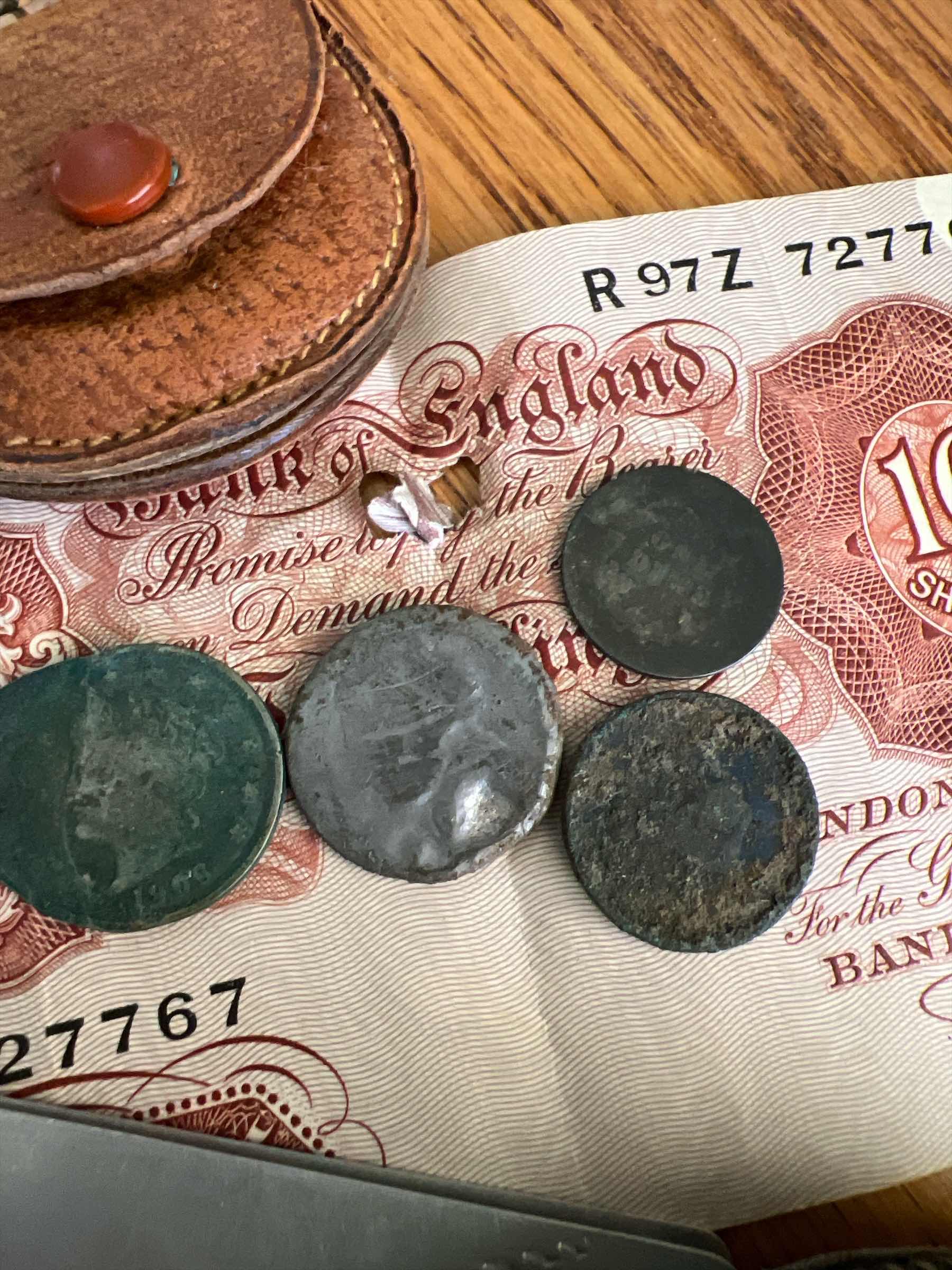 Photo 1 of OLD US COINS, ANTIQUE MONEY CLIP, CALF SKIN COIN OURSE AND MORE