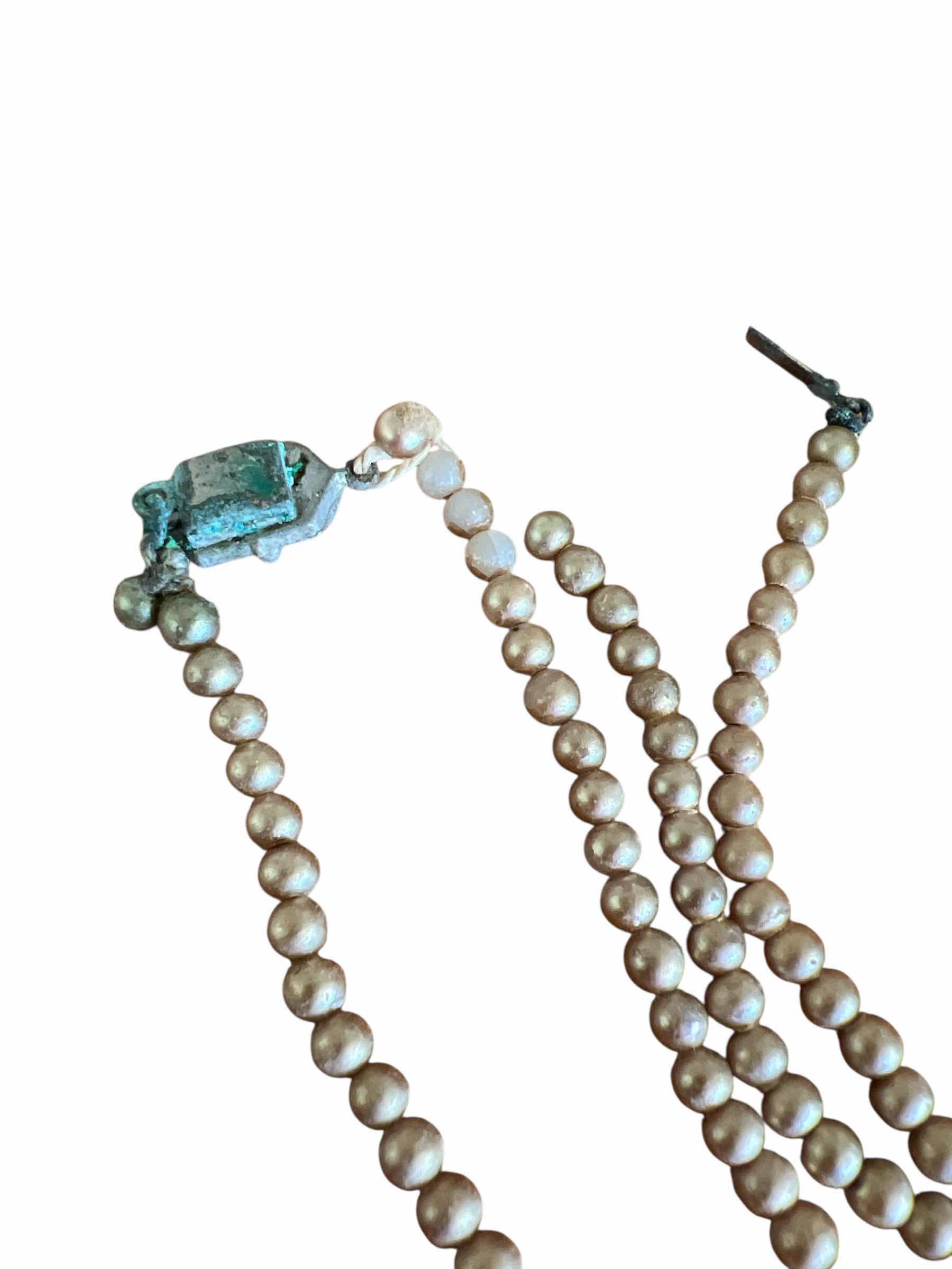 Photo 1 of VINTAGE PEARLIZED BEAD NECKLACES - SILVER CLASP - GRADUATED -  16“ LONG