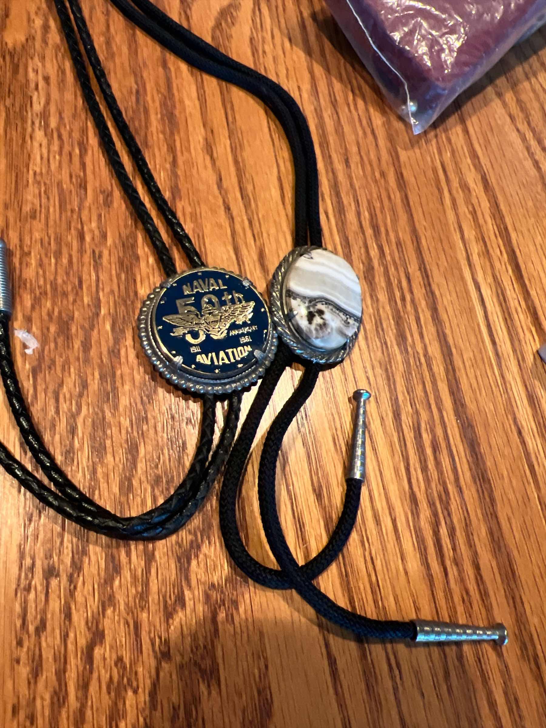 Photo 1 of 2 - BOLO TIES - NAVAL AVIATION 50th AND STONE