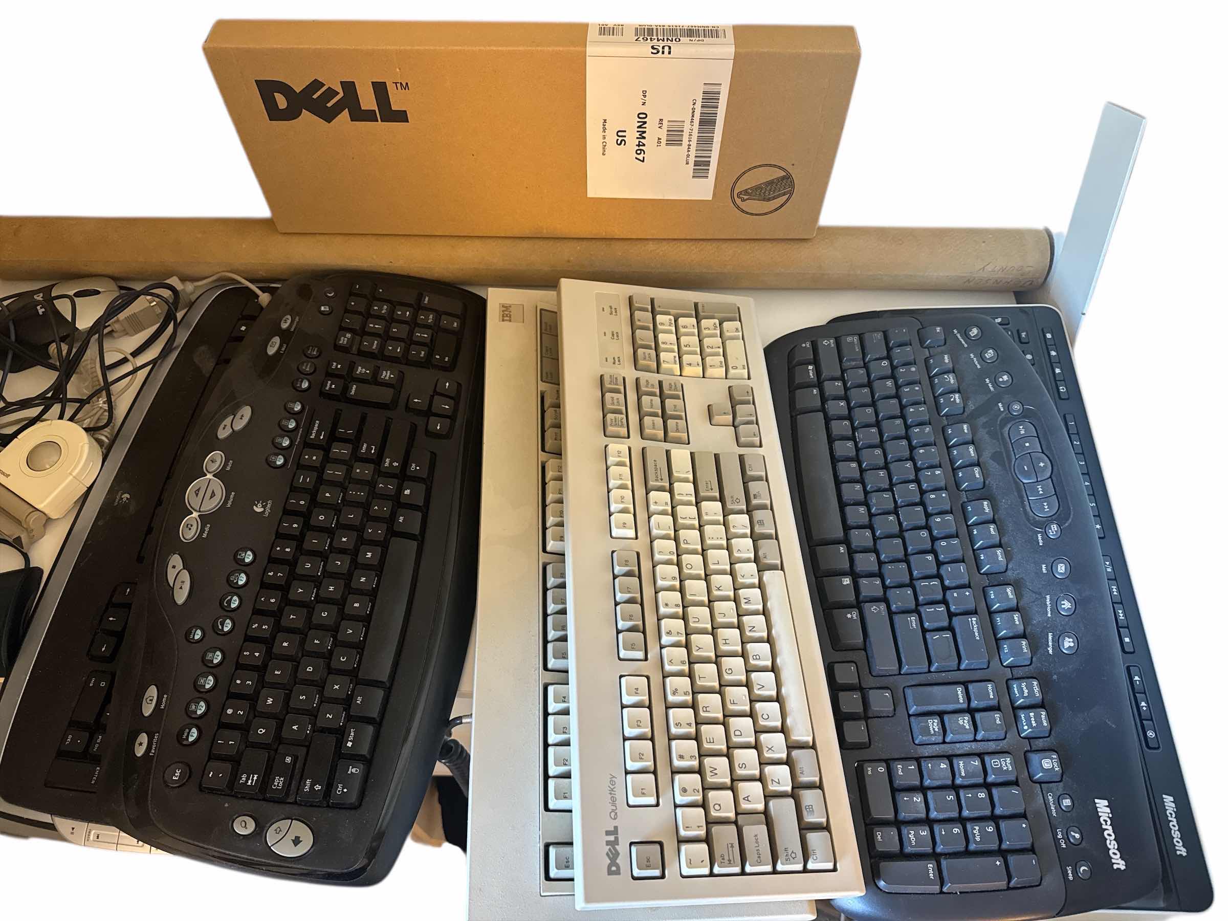 Photo 1 of LOT OF 7 KEYBOARDS OF VARIOUS BRANDS AND 10 COMPUTER MICE.
