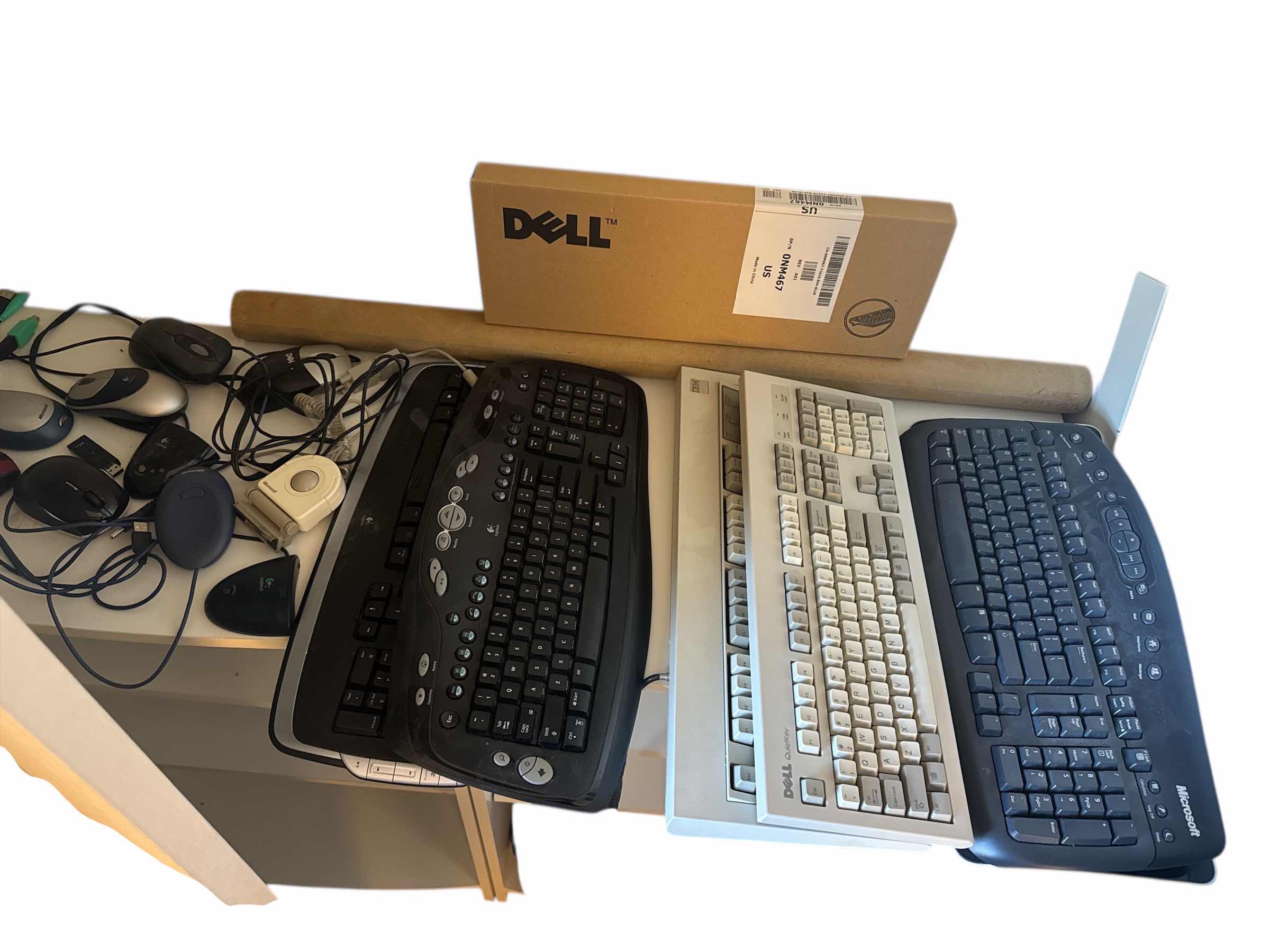 Photo 1 of LOT OF 7 KEYBOARDS OF VARIOUS BRANDS AND 10 COMPUTER MICE.