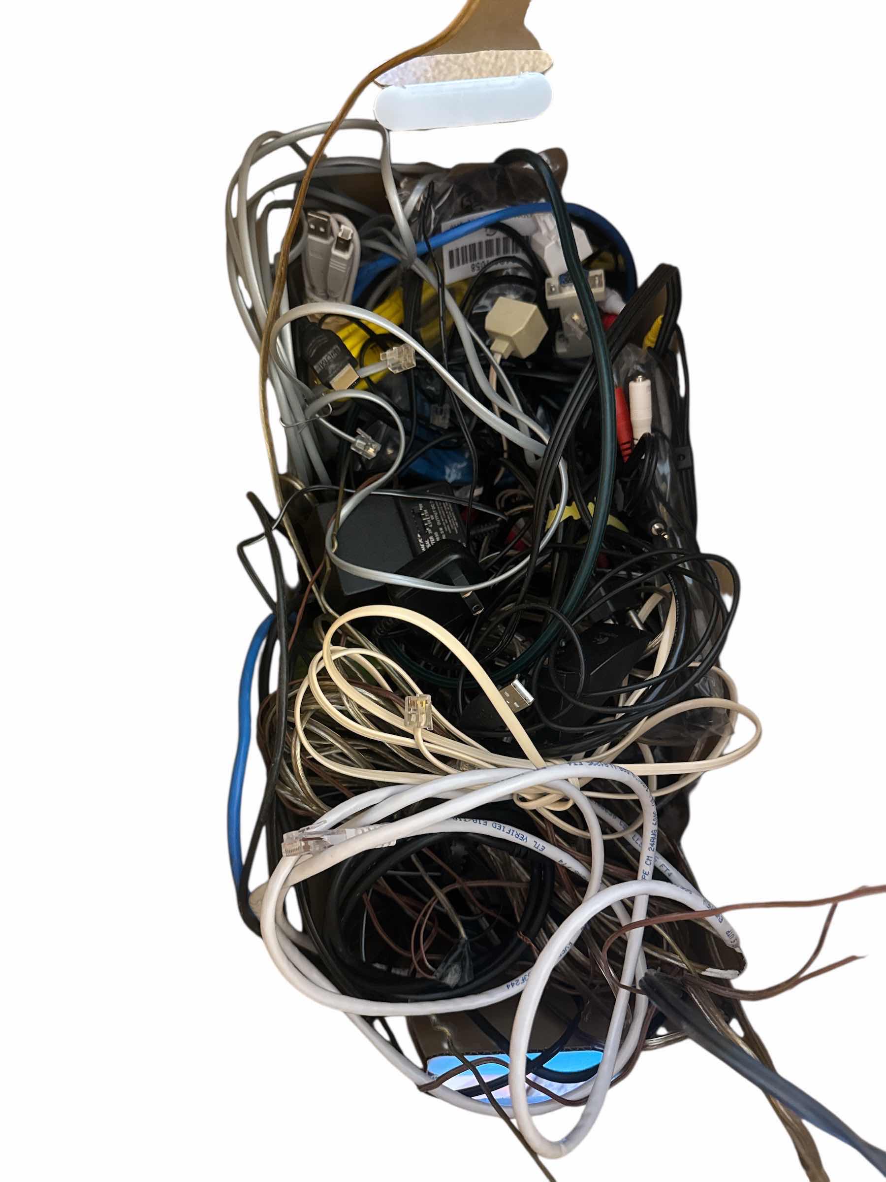 Photo 1 of BOX OF VARIOUS ELECTRONIC CORDS