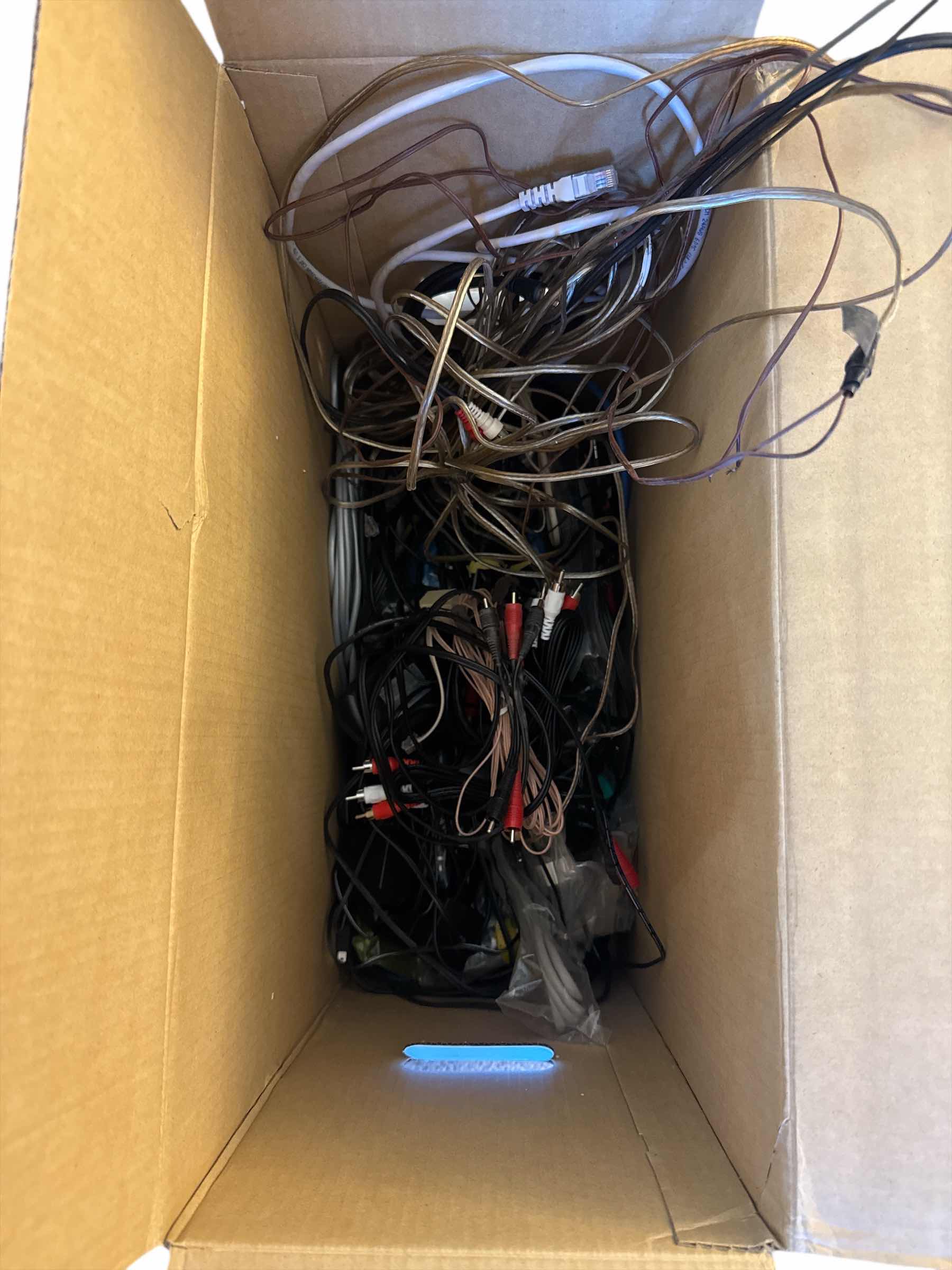 Photo 1 of BOX OF VARIOUS ELECTRONIC CORDS