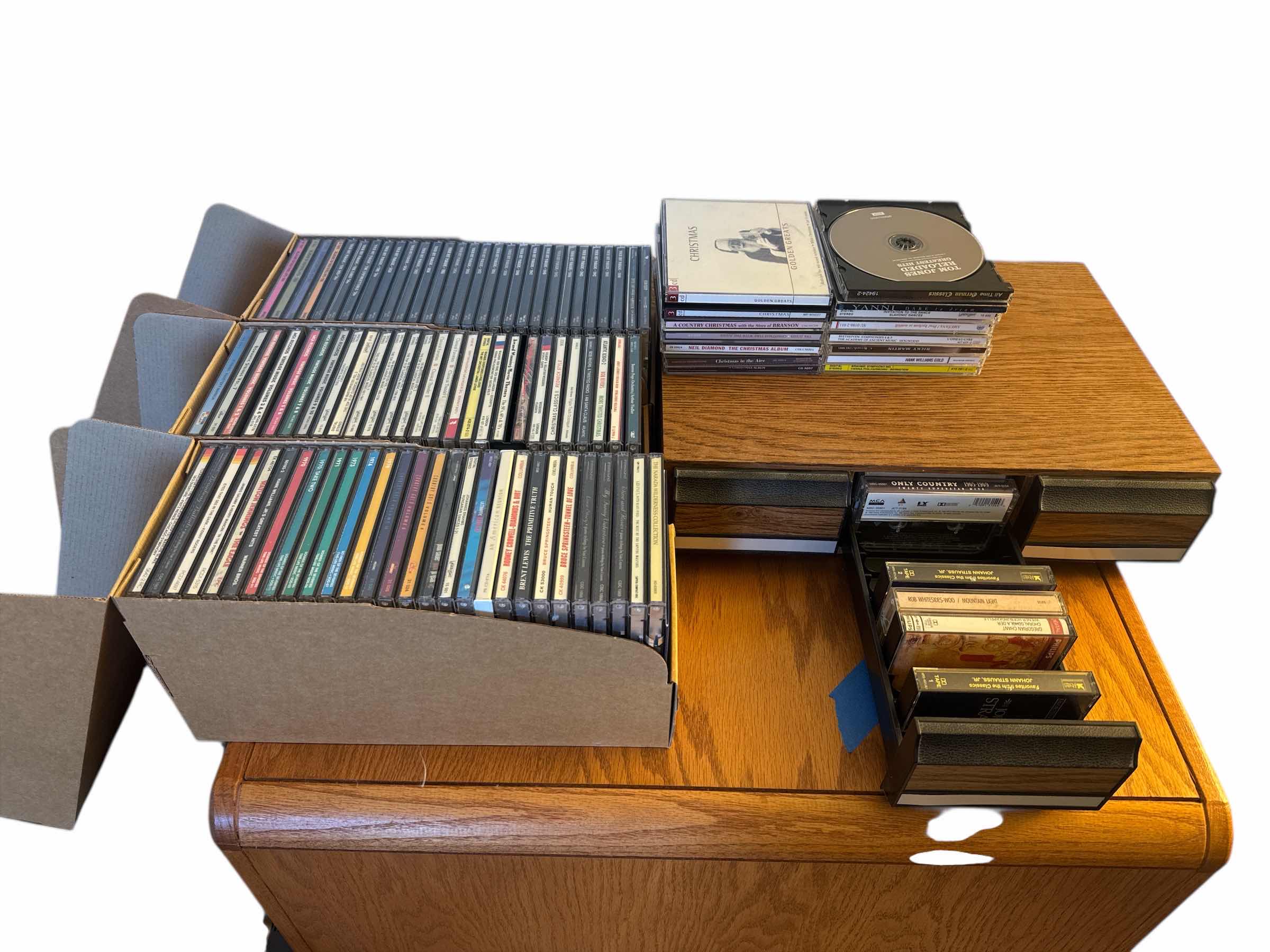 Photo 1 of CDs IN STORAGE BOXES & CASSETTES WITH STORAGE