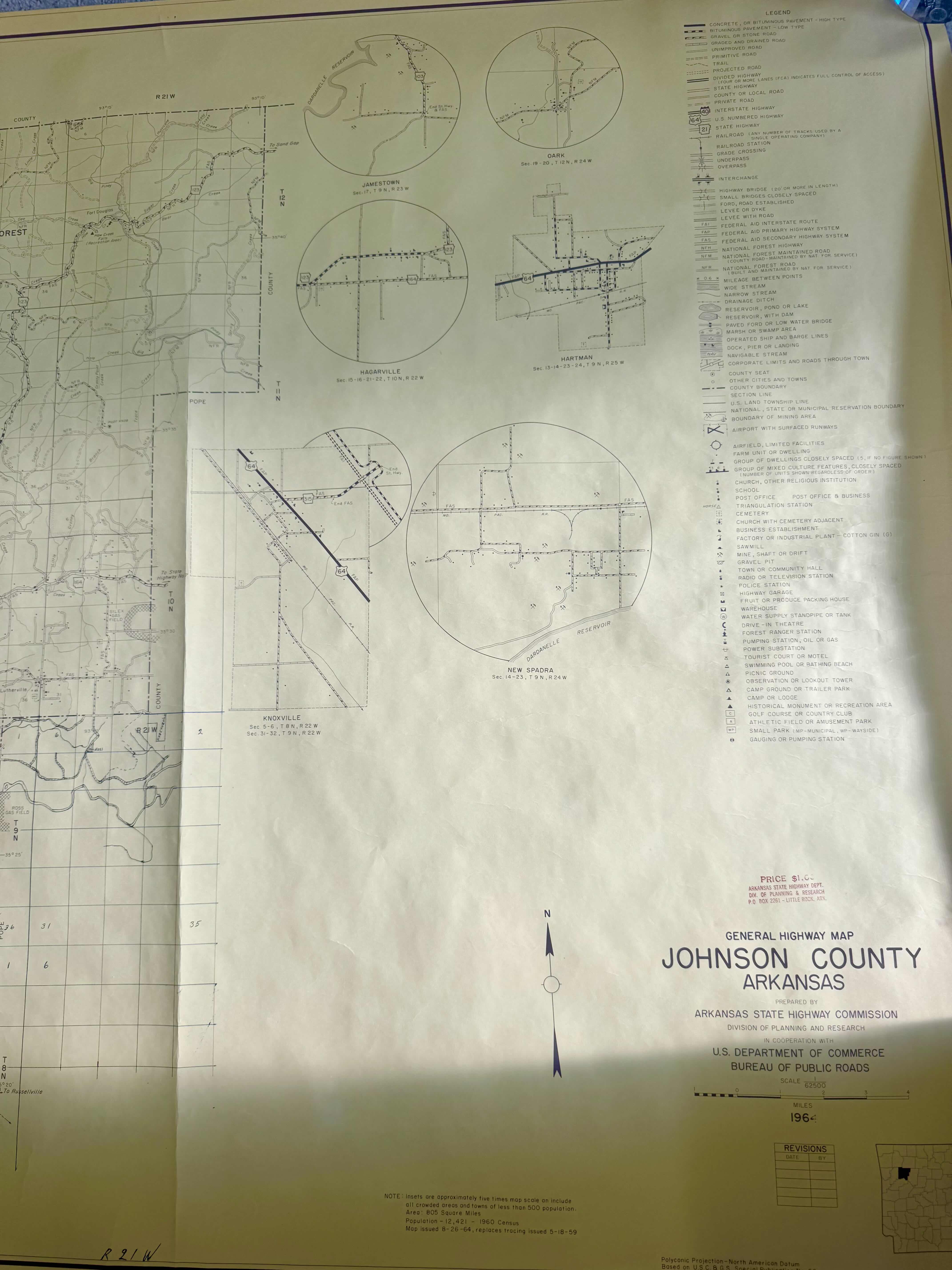 Photo 1 of 25
VINTAGE 1964 GENERAL HIGHWAY MAP JOHNSON COUNTY ARKANSAS

L36.5” X W54”
