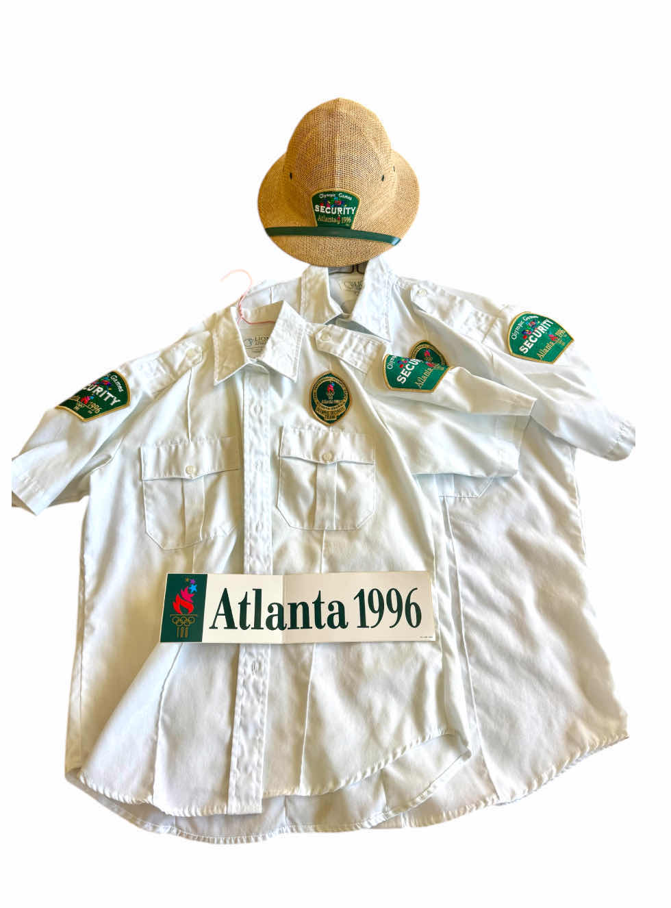Photo 1 of 80
VINTAGE OLYMPIC GAMES SECURITY ATLANTA 1996 UNIFORM MENS/WOMENS SIZE 10 AND LARGE, HAT AND BUMPER STICKER, 4 ITEMS