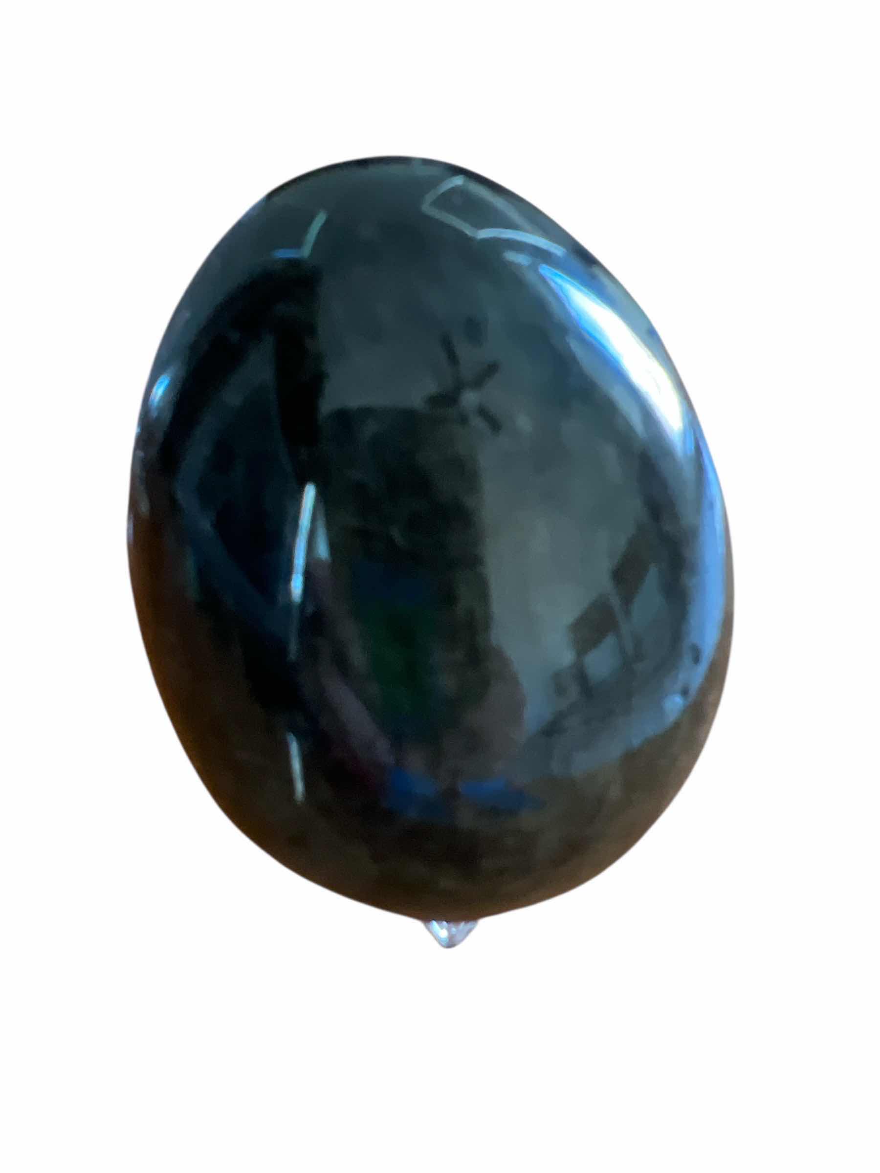 Photo 1 of LOT OF THREE - ART EGGS : ONE IS A LARGE CRYSTAL BACCARAT CRYSTAL EGG, ONE IS A VINTAGE WTCHED SILVER WGG AND THE THIRD IS A  NATURAL STONE