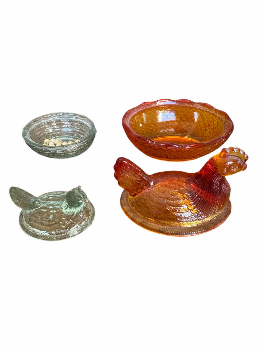 Photo 1 of 80
VINTAGE TINY MINIATURE GLASS, WOOD, AND CERAMIC CADMIUM CHICKEN/ROOSTER FIGURINES, COLLECTABLE  

AMBER HEN
3” X 4” X H3”