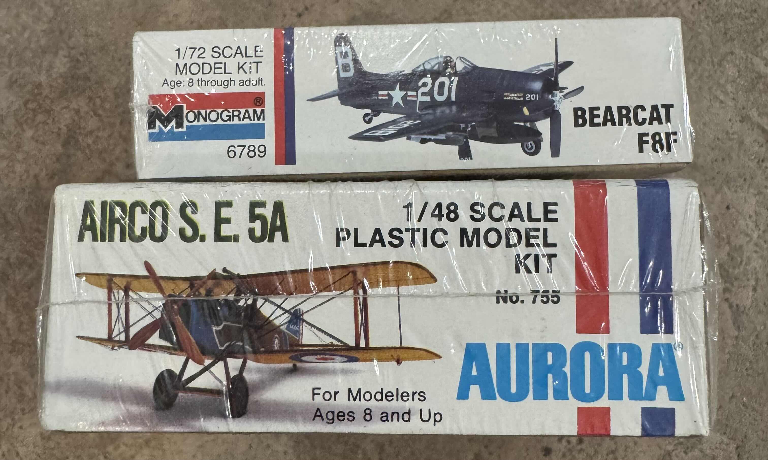Photo 1 of 55
2-VINTAGE SEALED PLASTIC PLANE MODEL KIT AIRCO S. 5A AURORA NO. 755 AND BEARCAT F8F MONOGRAM MODEL NO 6789 COLLECTABLE, TOY MODEL COLLECTION