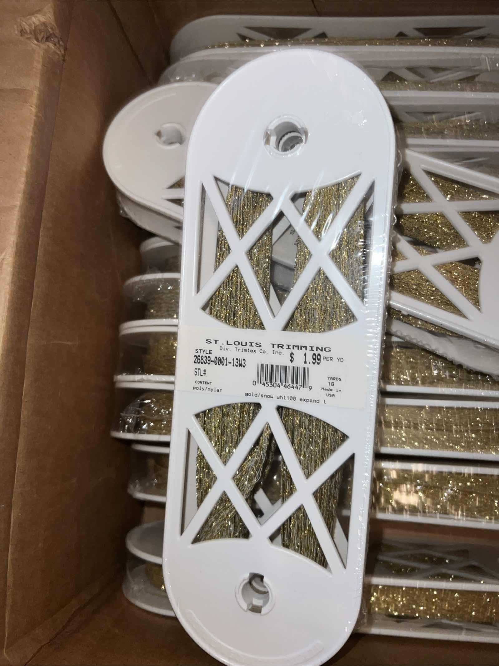 Photo 1 of BOX OF VINTAGE NEW ST LOUIS TRIMMING - 12 SPOOLS AND MORE