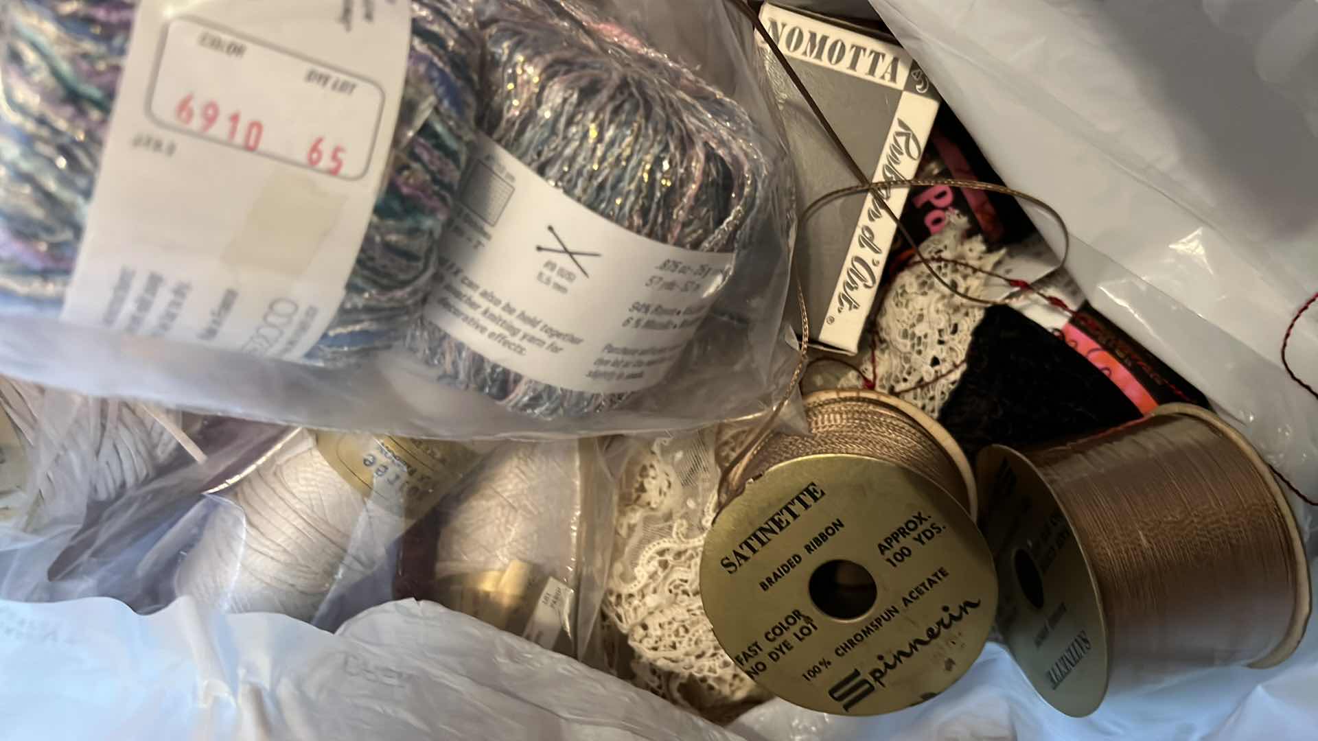 Photo 1 of CORNUCOPIA OF CRAFTING SUPPLIES INCLUDING CONES OF THREAD, YARN AND MORE
