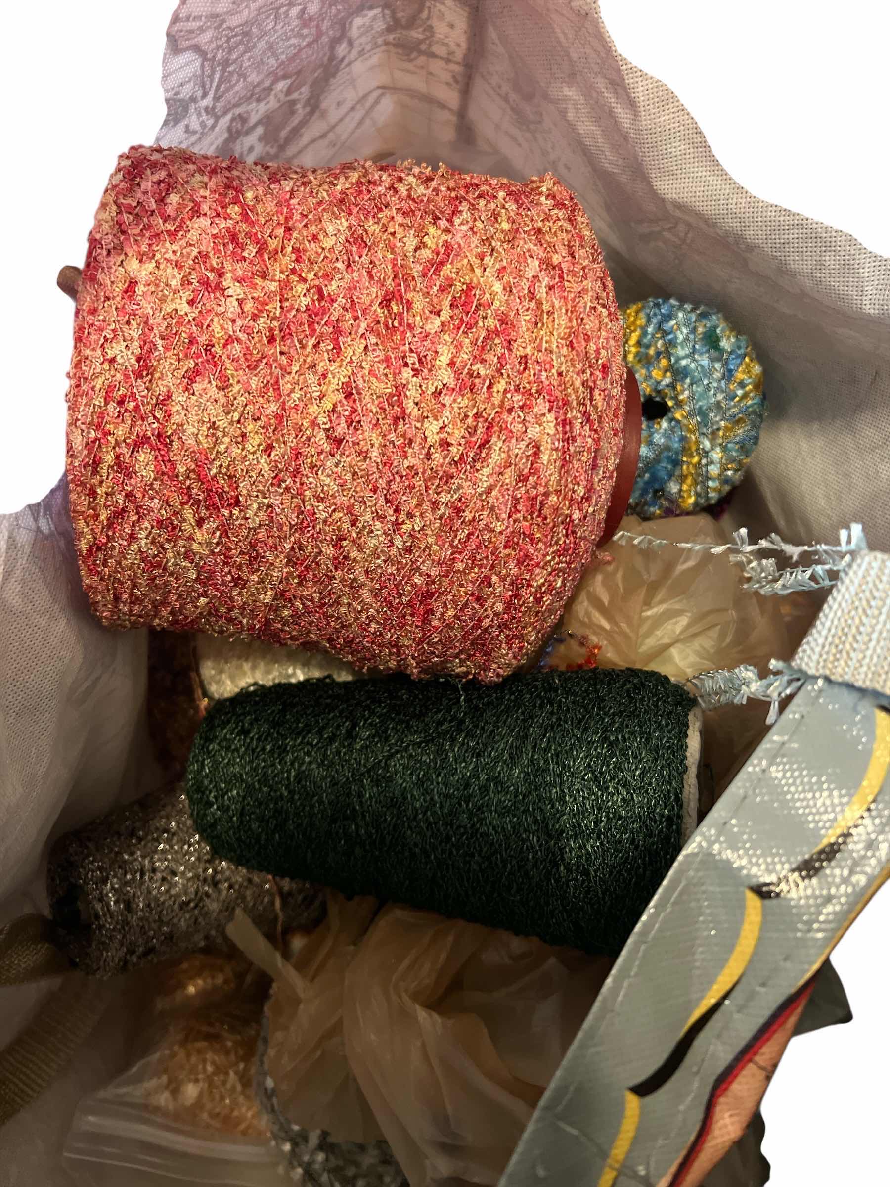 Photo 1 of BAG OF EMBROIDERY THREAD AND TWO LARGE CONES OF VINTAGE THREAD