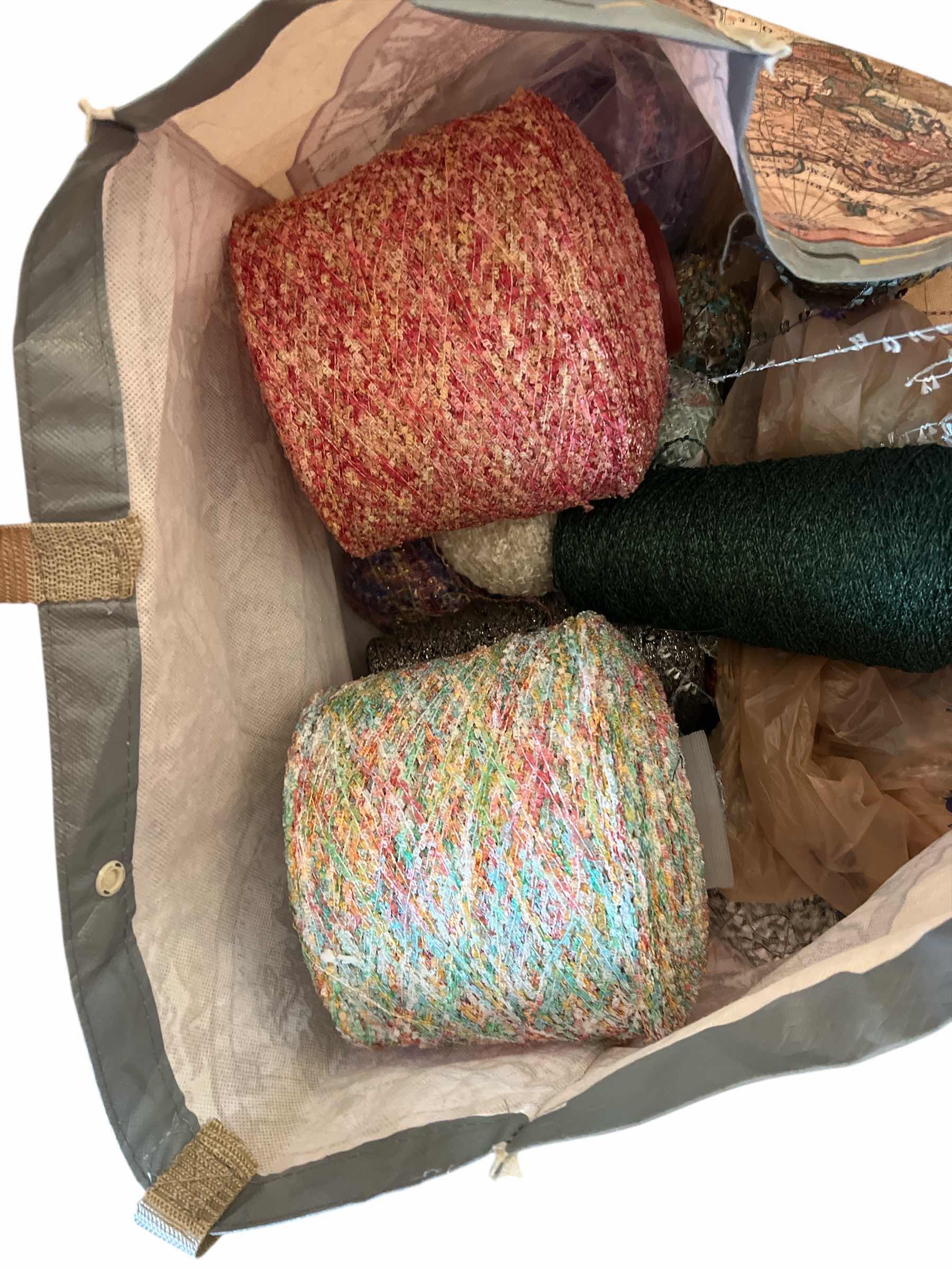 Photo 1 of BAG OF EMBROIDERY THREAD AND TWO LARGE CONES OF VINTAGE THREAD