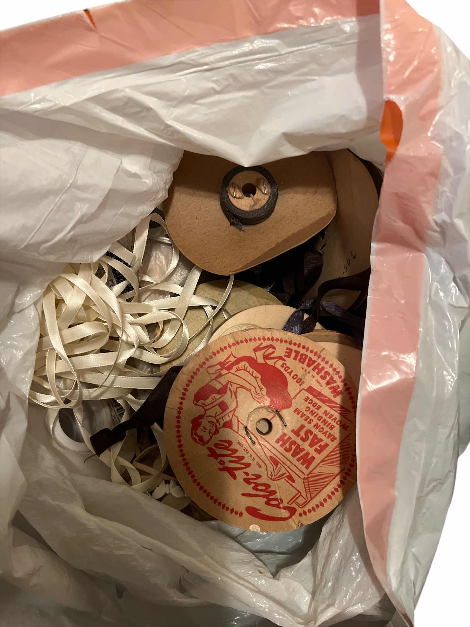 Photo 1 of BAG OF VINTAGE RIBBON - THREAD - AND MORE