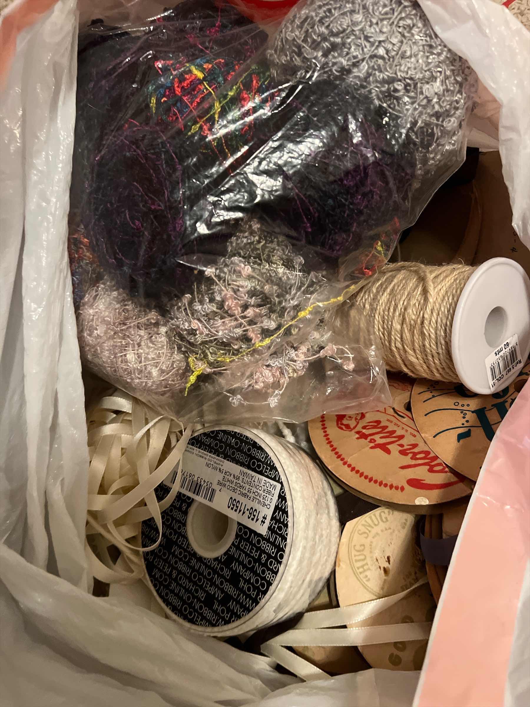 Photo 1 of BAG OF VINTAGE RIBBON - THREAD - AND MORE