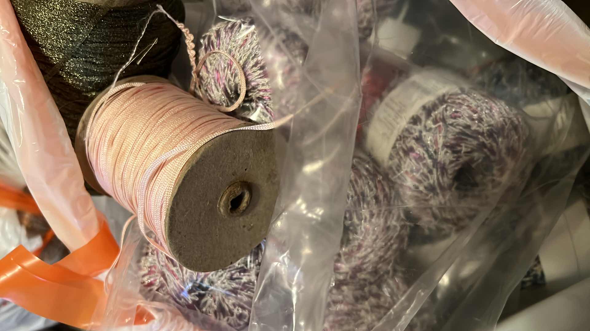 Photo 1 of BAG OF VINTAGE SEWING AND CRAFT YARN, THREAD AND MORE