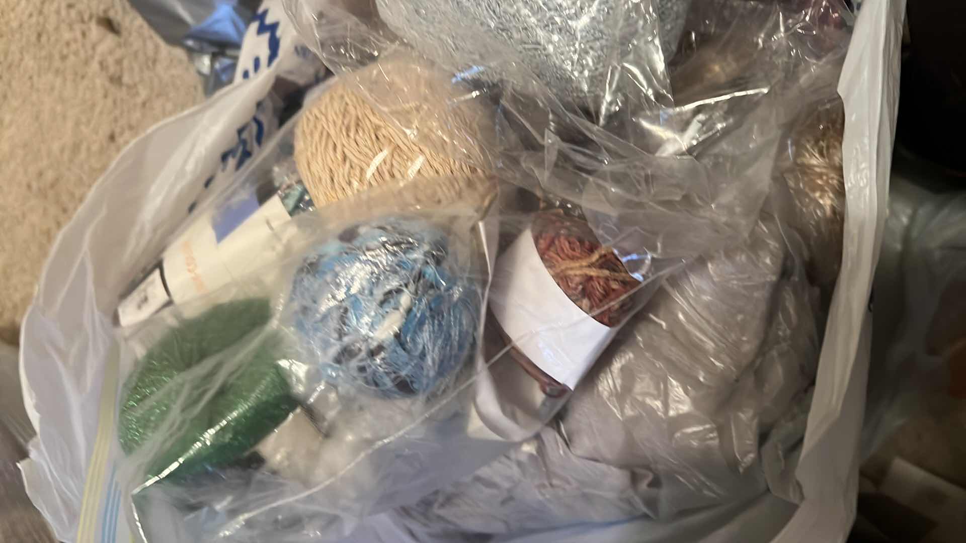 Photo 1 of BAG OF CRAFTING CLOTH, THREAD AND YARN
