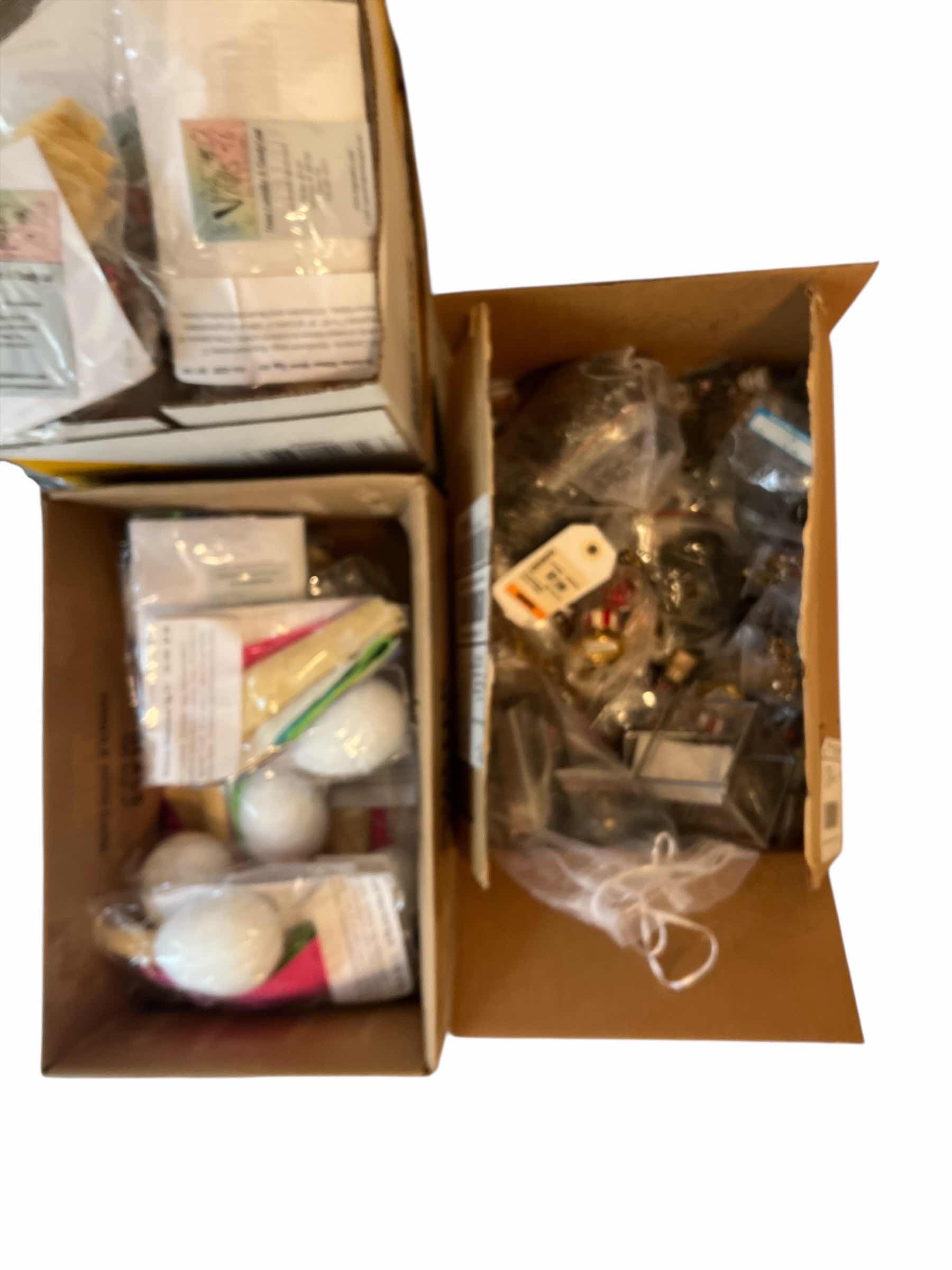 Photo 1 of 5 BOXES OF CRAFT SUPPLIES INCLUDING BEADS, CRAFT KITS, PILL BOXES, FINDINGS AND MORE