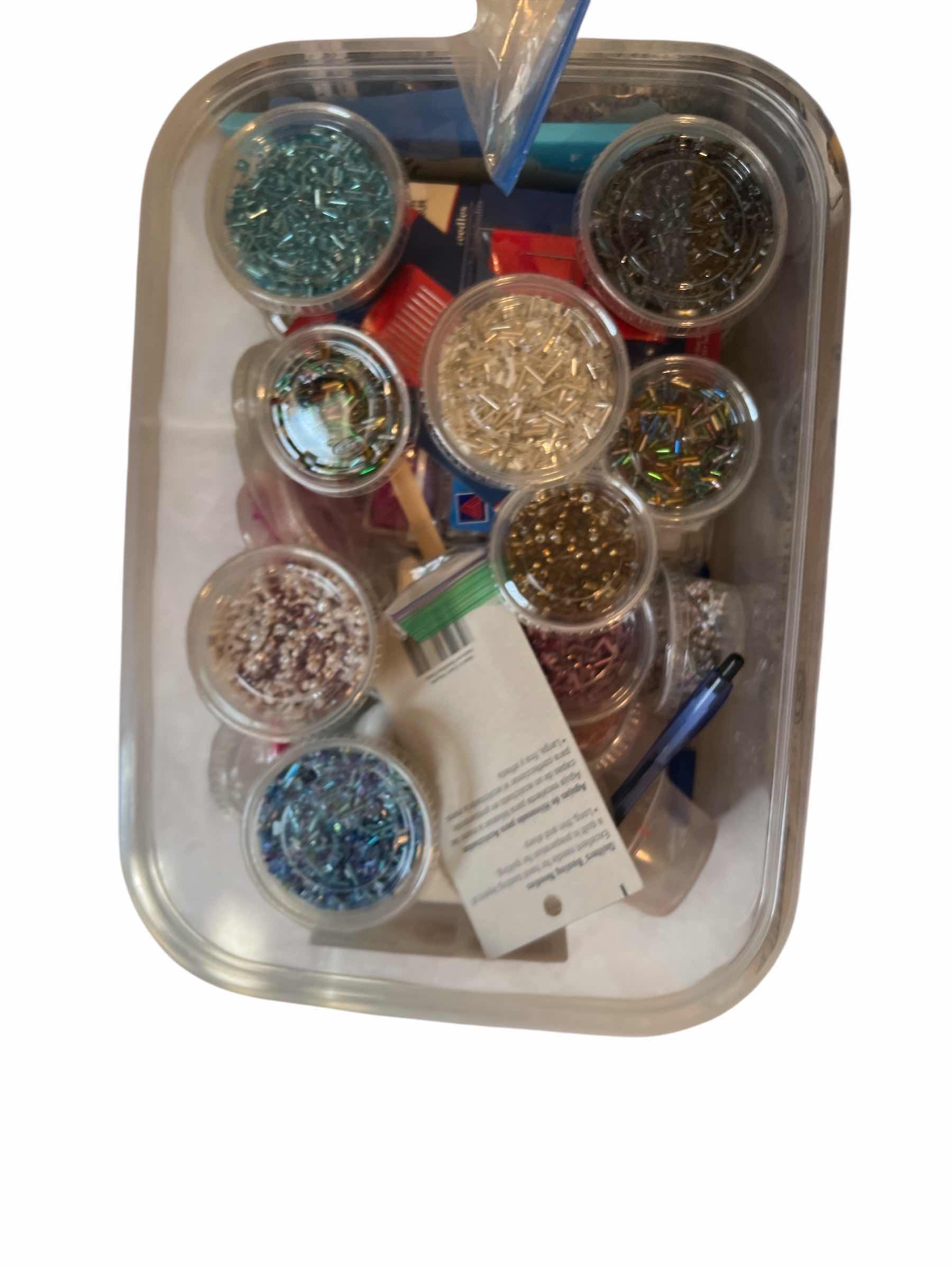Photo 1 of 5 BOXES OF CRAFT SUPPLIES INCLUDING BEADS, CRAFT KITS, PILL BOXES, FINDINGS AND MORE