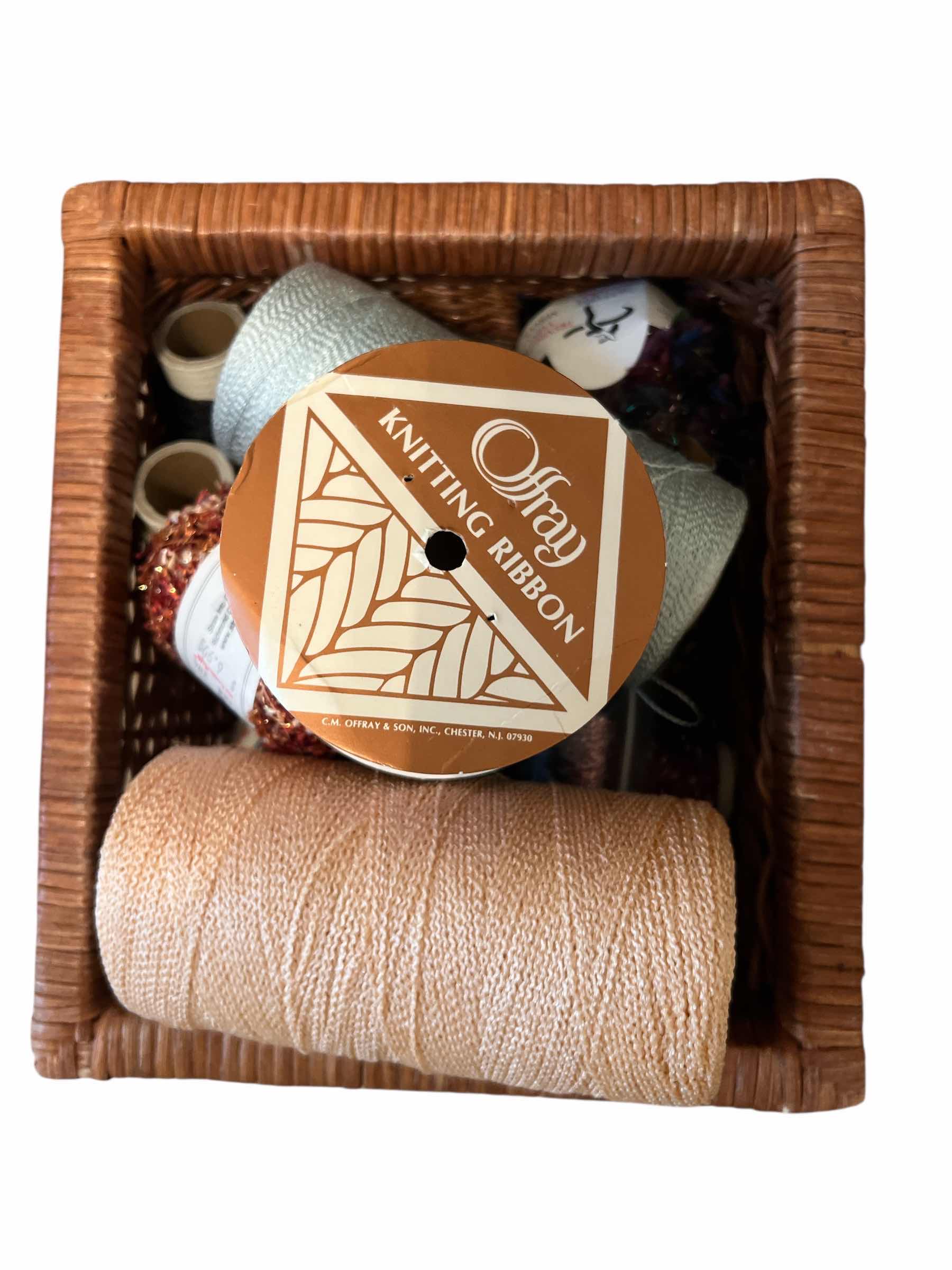 Photo 1 of BASKET AND CONTENTS OF THREAD, EMBROIDERY THREAD AND MORE