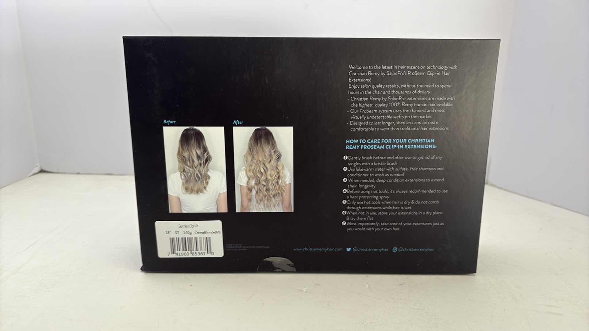 Photo 1 of SALONPRO CHRISTIAN REMY PRO SEAM CLIP IN HAIR EXTENSIONS 18” 140g “ CRÈME BLONDE”