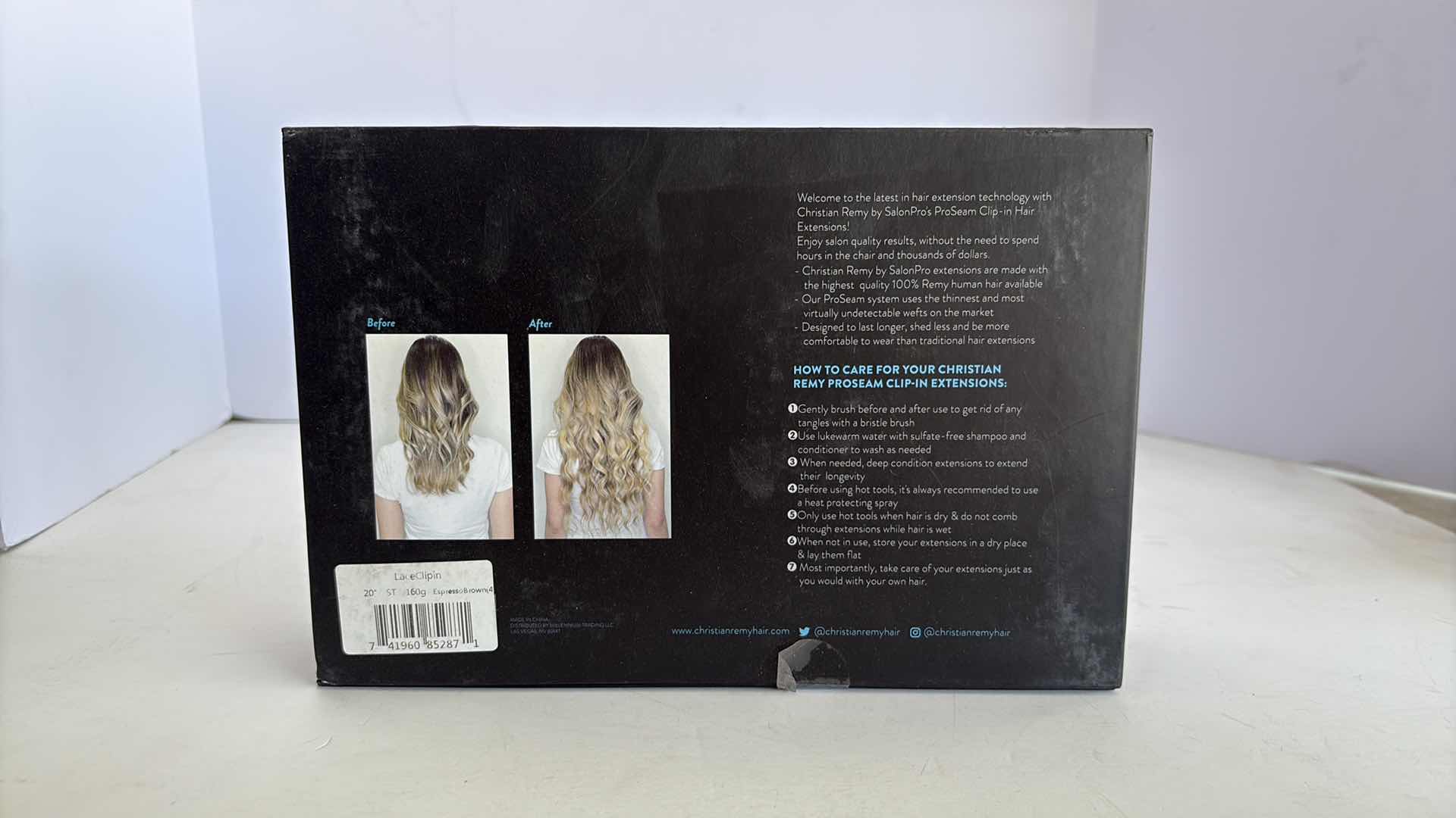 Photo 1 of SALONPRO CHRISTIAN REMY PRO SEAM CLIP IN HAIR EXTENSIONS 20” 160g “ESPRESSO BROWN “