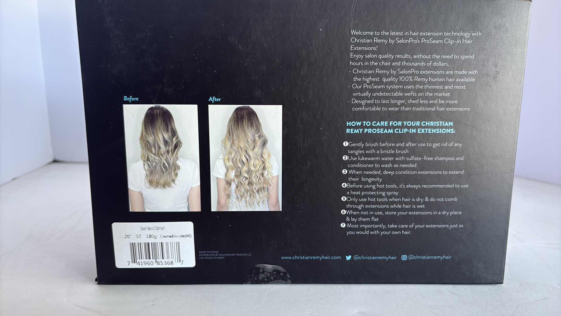 Photo 1 of SALONPRO CHRISTIAN REMY PRO SEAM CLIP IN HAIR EXTENSIONS 20” 180g “ CRÈME BLONDE”
