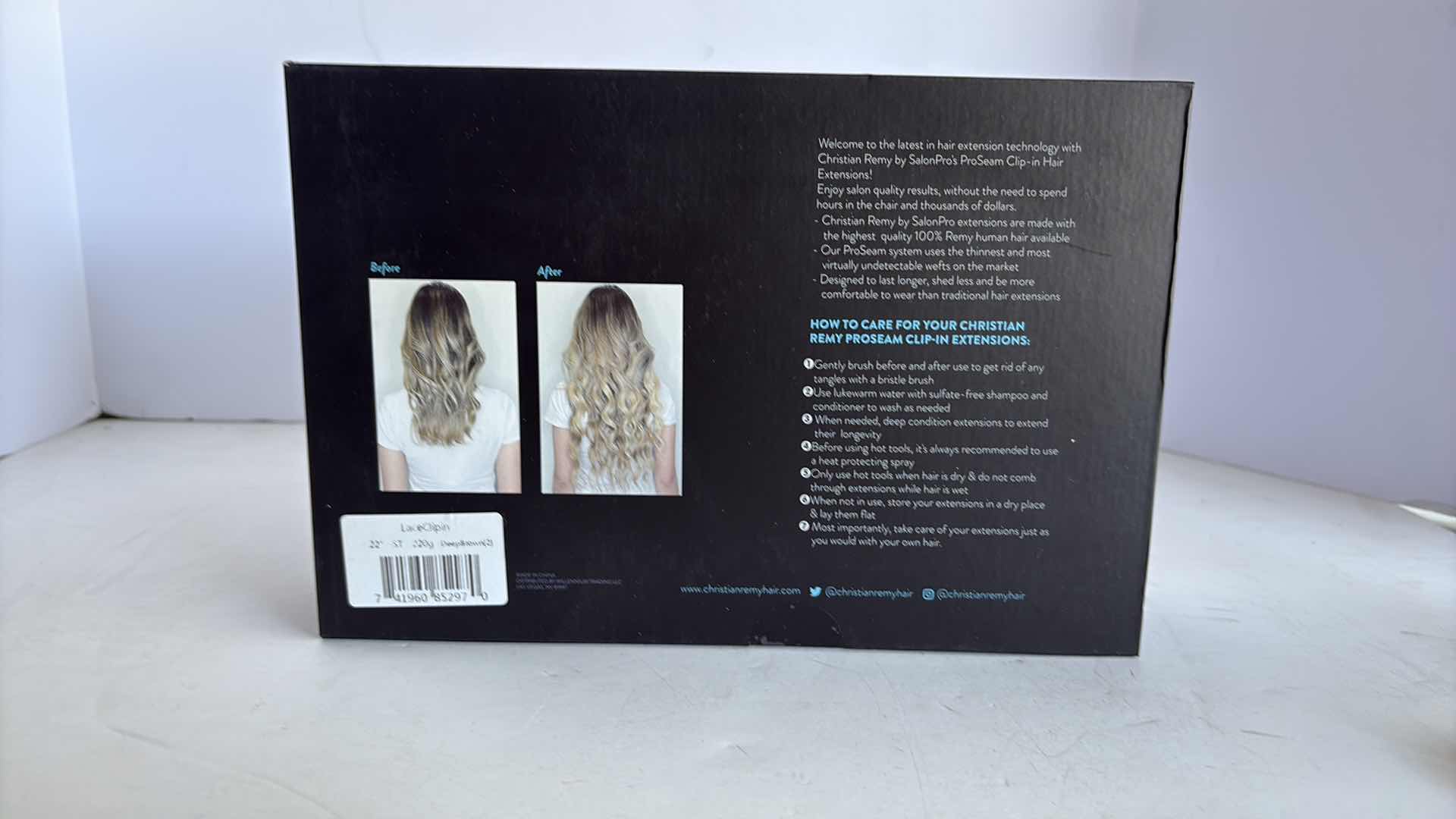 Photo 1 of SALONPRO CHRISTIAN REMY PRO SEAM CLIP IN HAIR EXTENSIONS 22” 220g “ DEEP BROWN”
