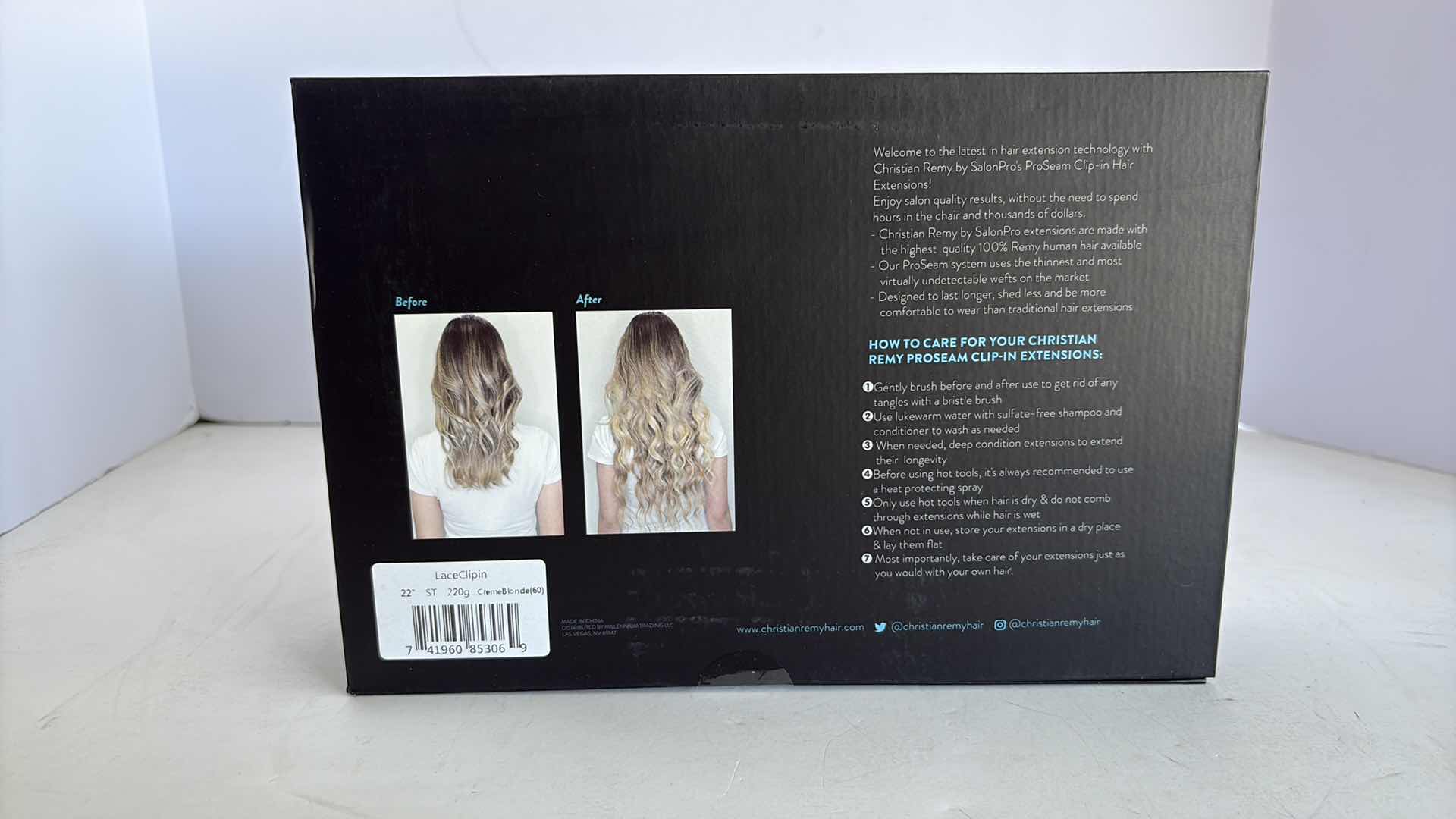 Photo 1 of SALONPRO CHRISTIAN REMY PRO SEAM CLIP IN HAIR EXTENSIONS 22” 220g “ CRÈME BLONDE”