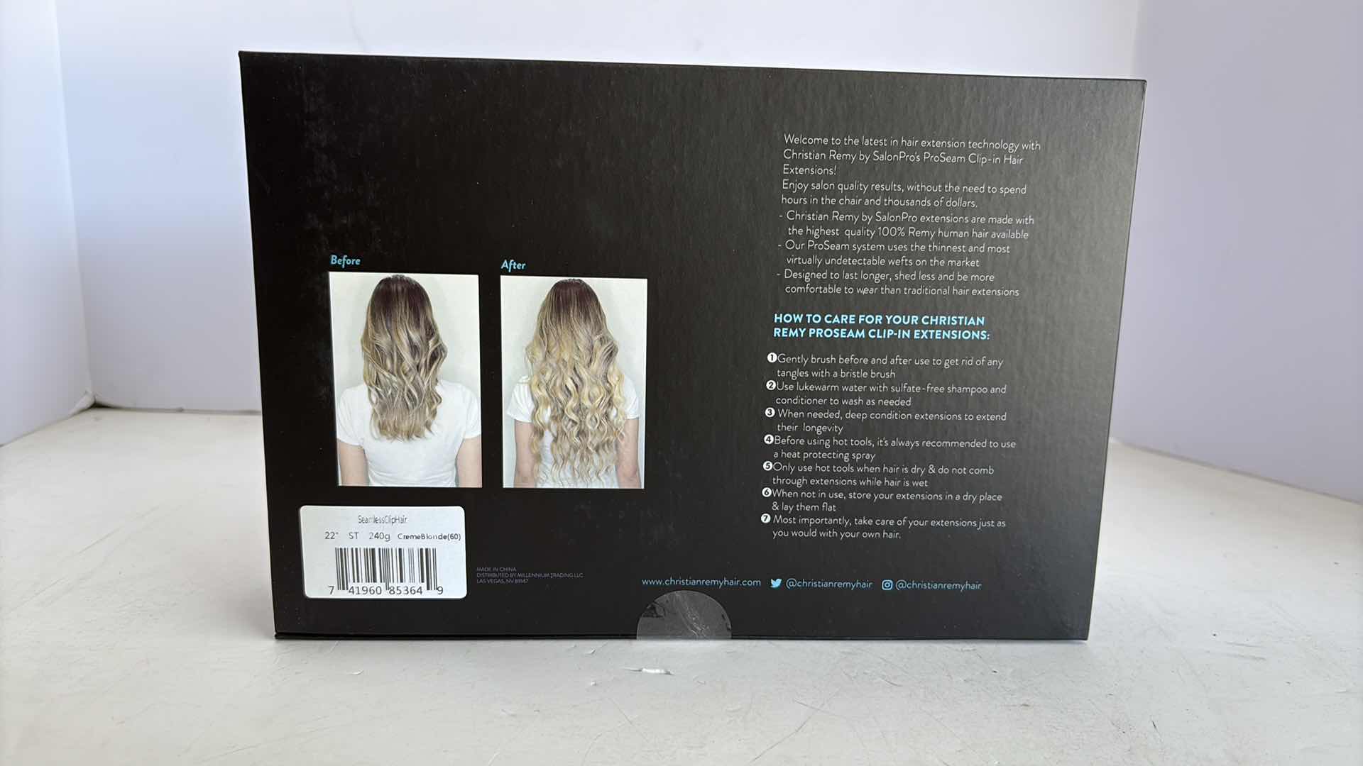 Photo 1 of SALONPRO CHRISTIAN REMY PRO SEAM CLIP IN HAIR EXTENSIONS 22” 240g “ CRÈME BLONDE”