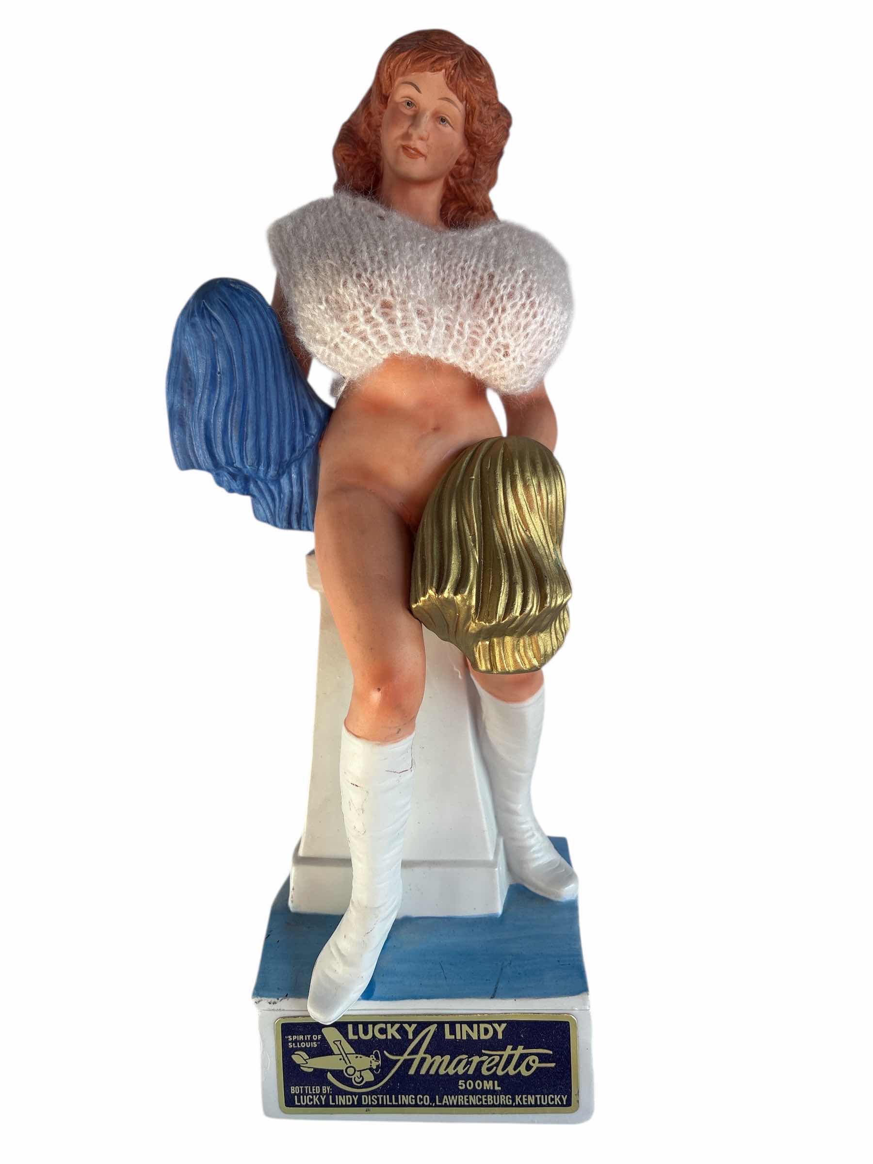 Photo 1 of VINTAGE NUDE CHEERLEADER MUSIC BOX DECANTER H14.75”