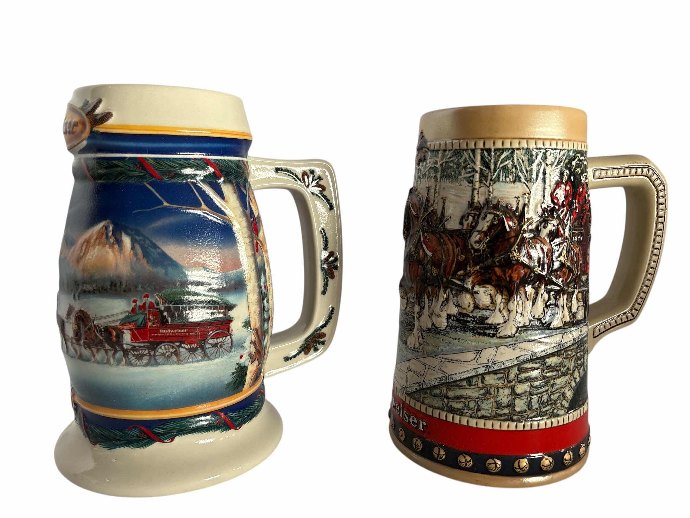 Photo 1 of 2-BUDWEISER HOLIDAY BEER STEIN'S H7”