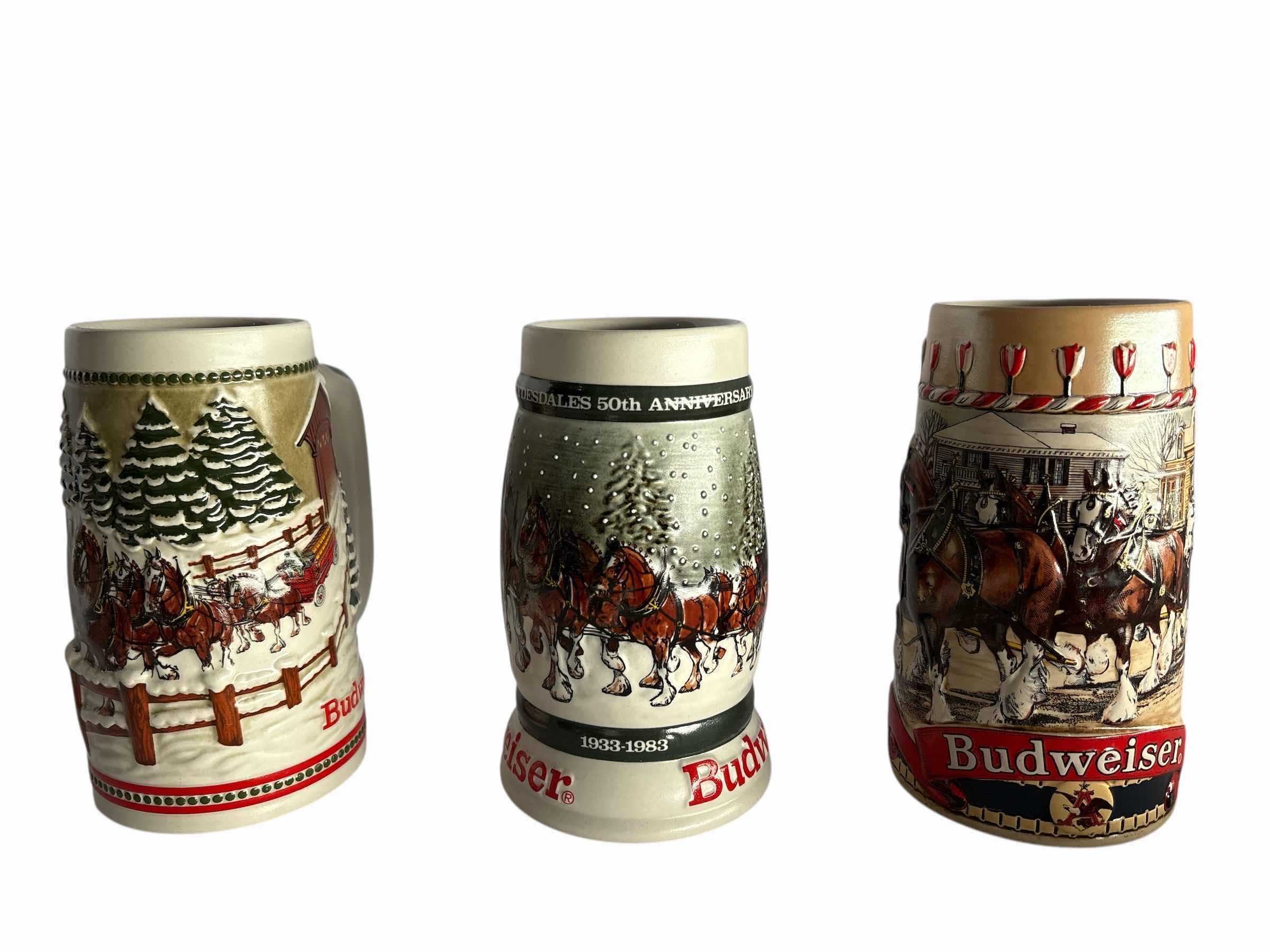 Photo 1 of 3-BUDWEISER HOLIDAY BEER STEIN H6.5”