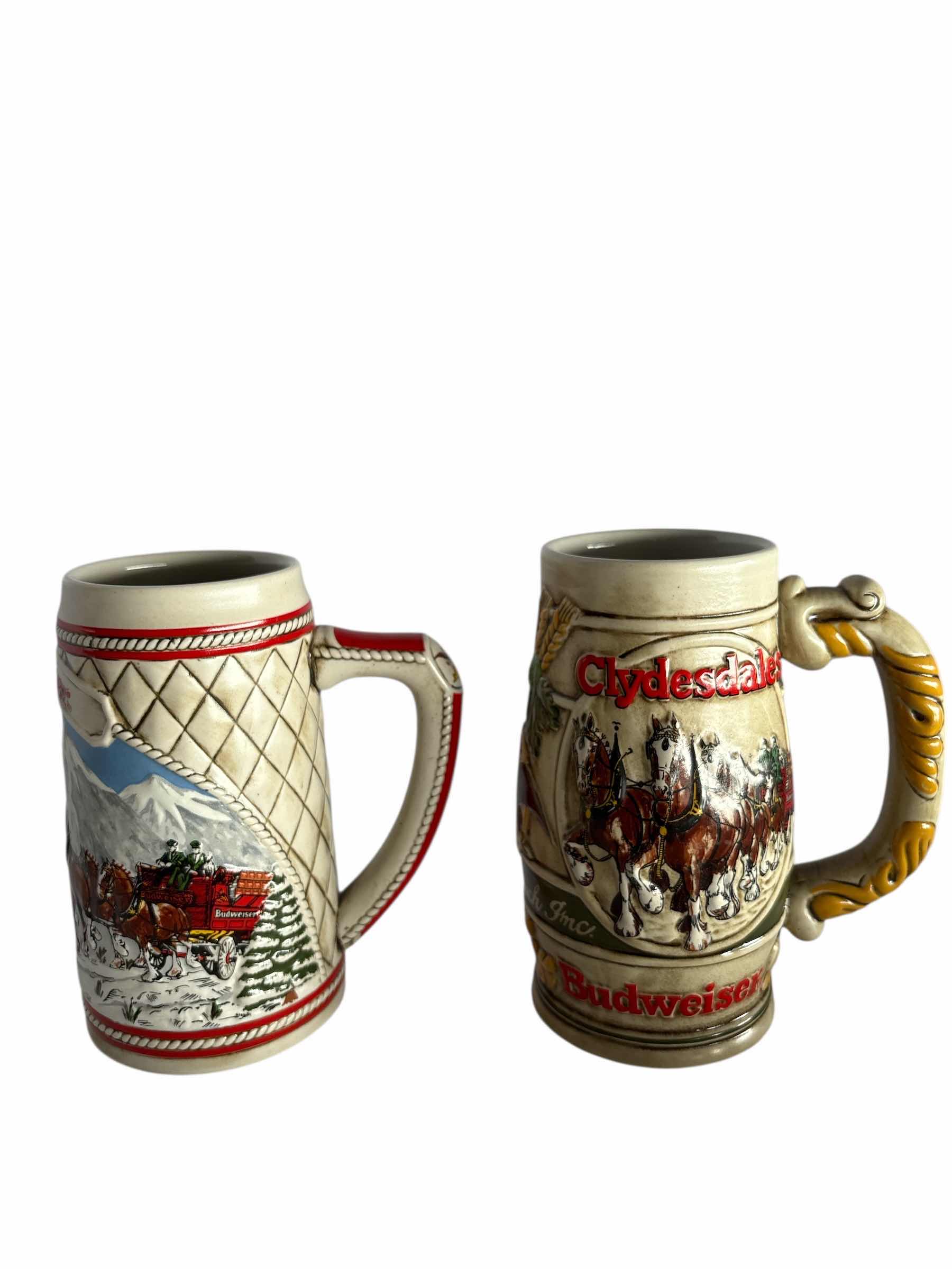 Photo 1 of 2-BUDWEISER HOLIDAY BEER STEIN'S H6.5”