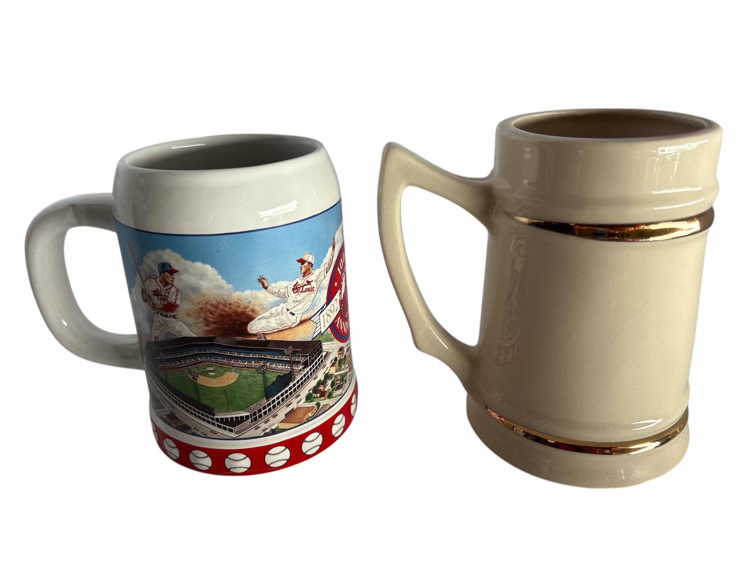Photo 1 of 2-BASEBALL BEER STEIN'S H5.5”