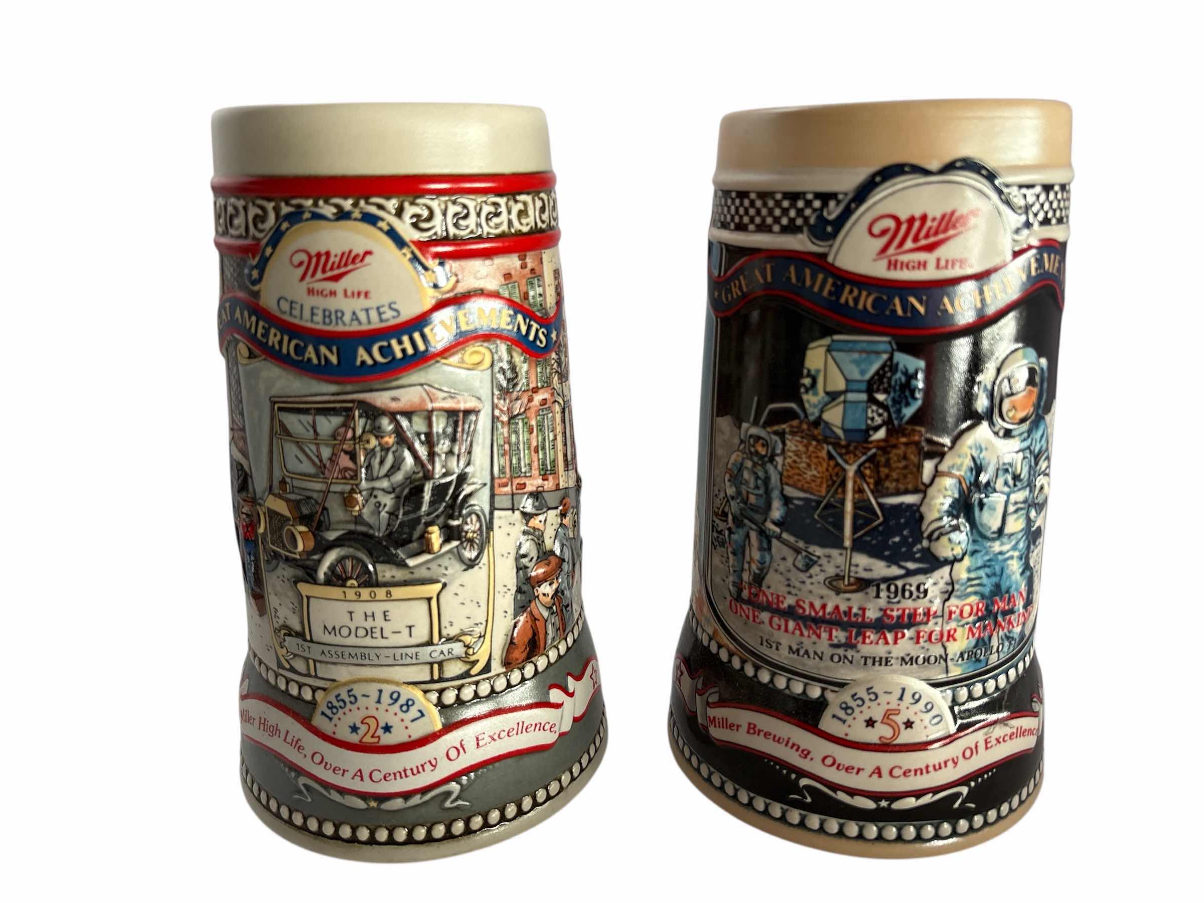Photo 1 of 2-MILLER HIGH LIFE ACHIEVEMENTS BEER STEIN'S H7”