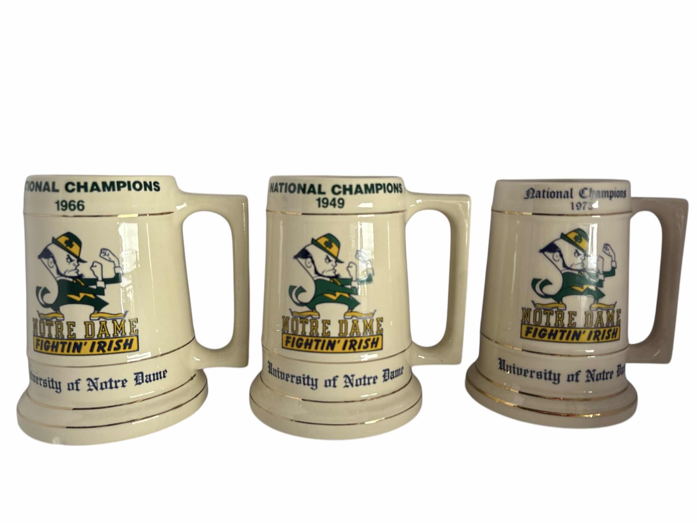 Photo 1 of 3-NOTRE DAME NATIONAL CHAMPIONS BEER STEIN'S H6”